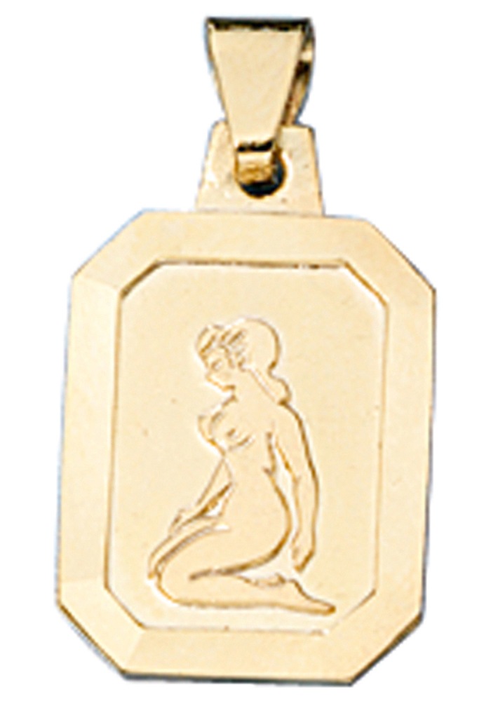 Sternzeichenanhänger JOBO "Anhänger Sternzeichen", gelbgold 333, Schmuckanhänger, Damen, Jungfrau, Gelbgold 333, 333 Gold achteckig