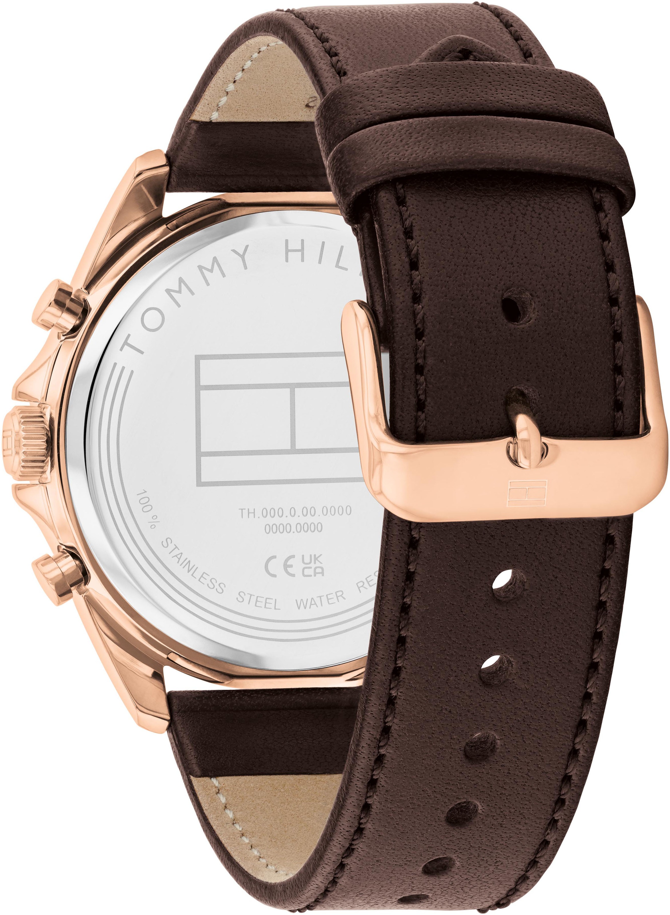 Tommy Hilfiger Multifunktionsuhr »BAKER«, Quarzuhr, Armbanduhr, Herrenuhr, Lederarmband, analog, Tag, Wochentag