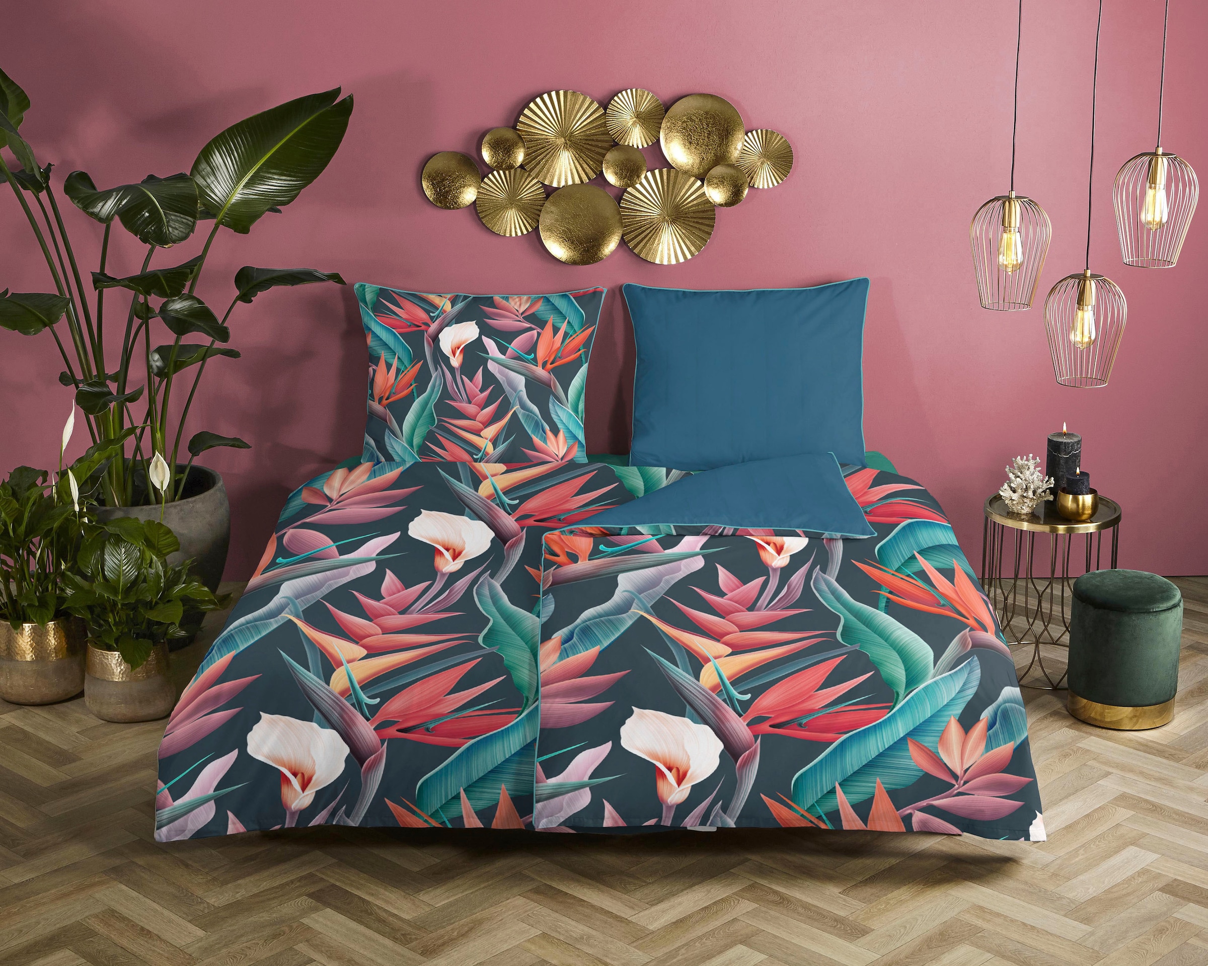 Descanso Bettwäsche "Chloe" 2 Stk. Baumwolle, Satin, 135x200, Biese, Reißve günstig online kaufen