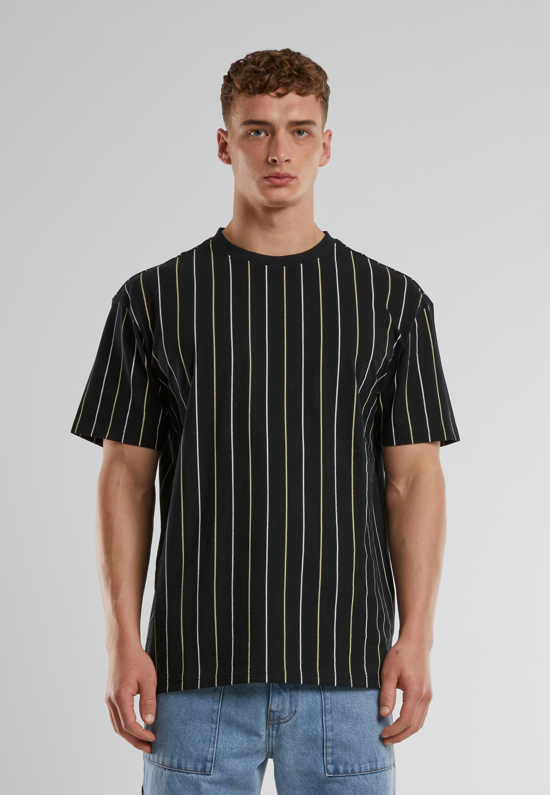 URBAN CLASSICS T-Shirt »Urban Classics Printed Pinstripe Tee«, (1 tlg.)