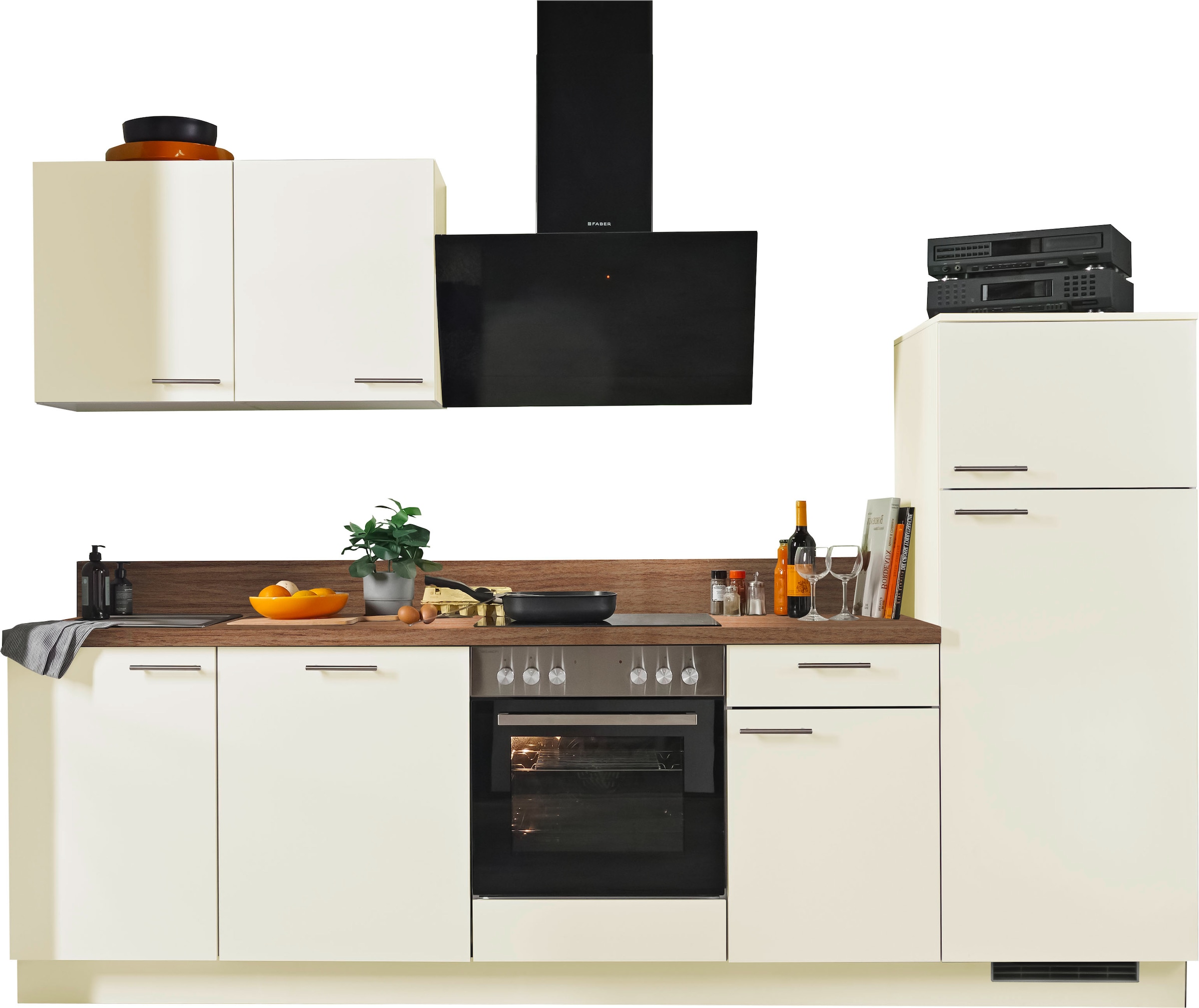 KOCHSTATION Küche vormontiert, wahlweise mit E-Geräten, Stellbreite 280 cm