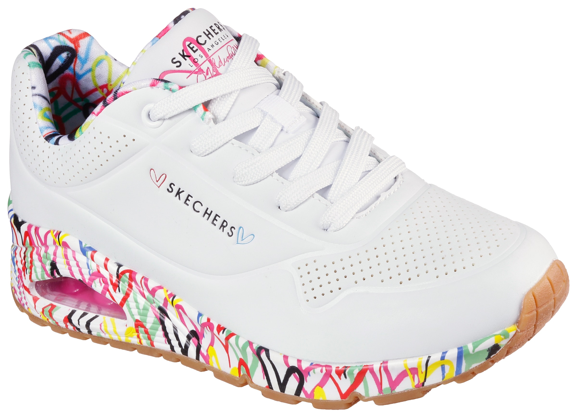 Skechers Wedgesneaker »UNO-LOVING LOVE«, mit coolem Graffiti-Print, Freizeitschuh, Halbschuh, Schnürschuh