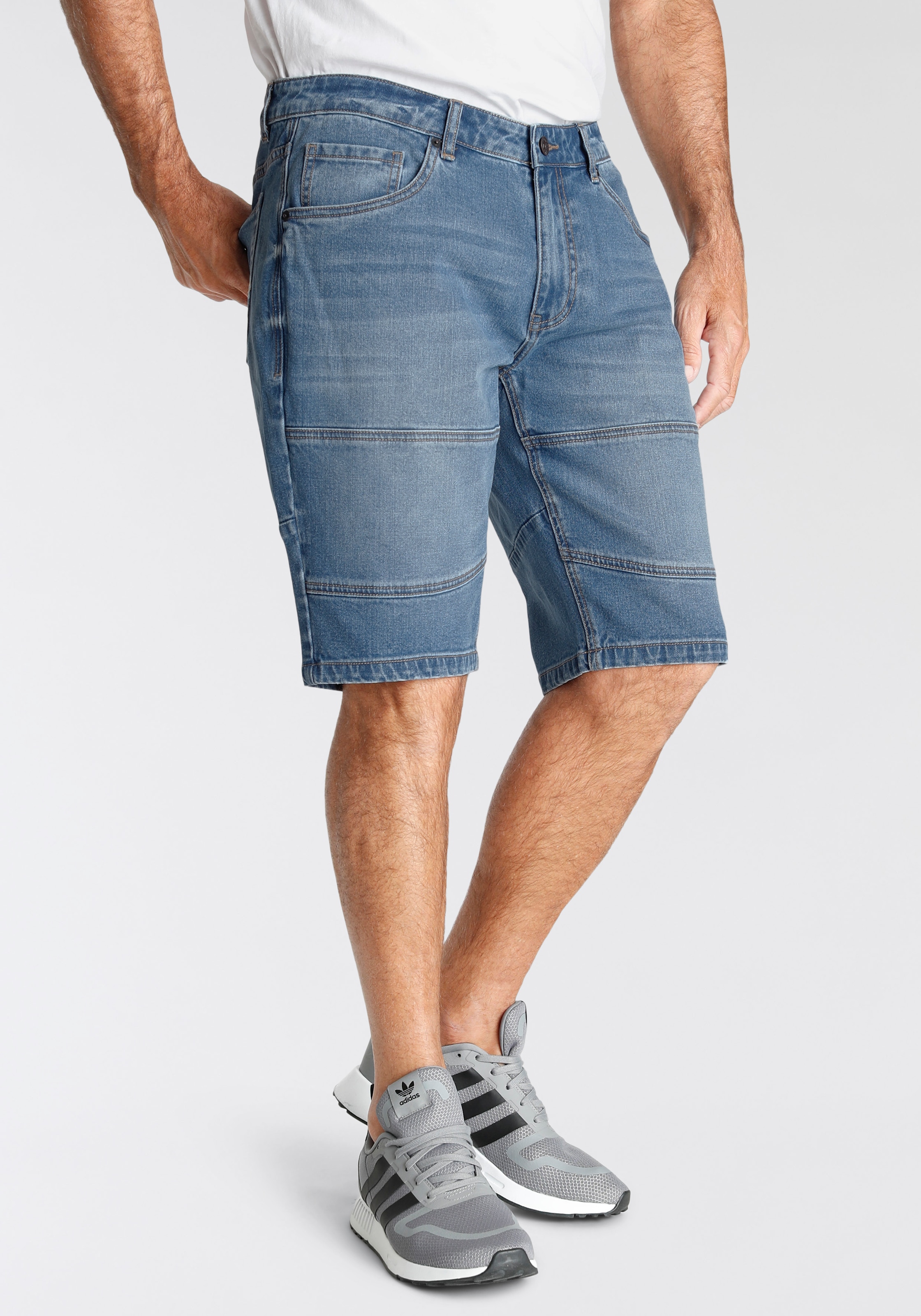 H.I.S Jeansbermudas, entspannte Passform, gerader Beinschnitt, modische Washed-Optik