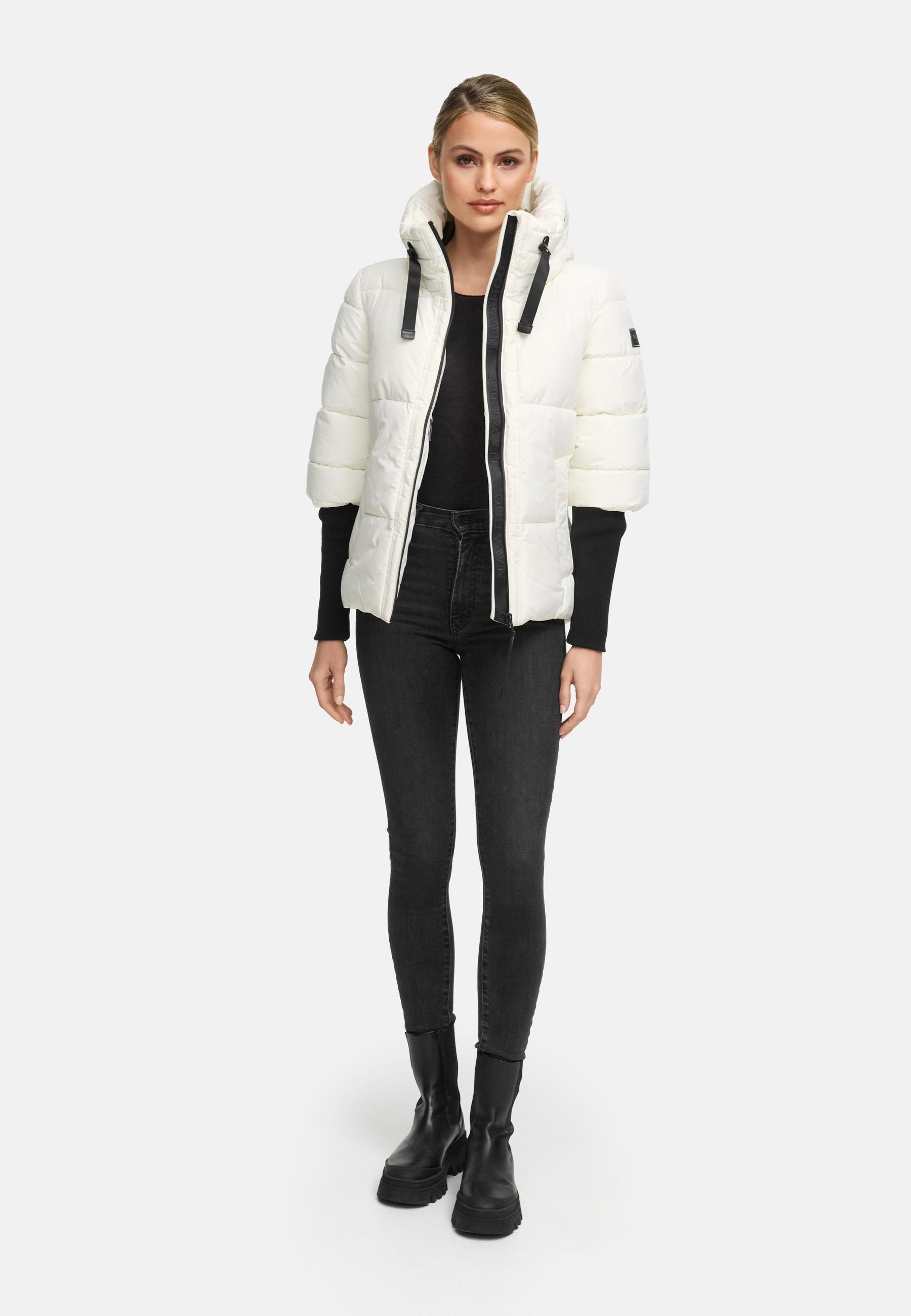 Navahoo Steppjacke »Lotusherz XIV«, mit Kapuze, Warme gesteppte Winterjacke mit Rippstrickärmeln