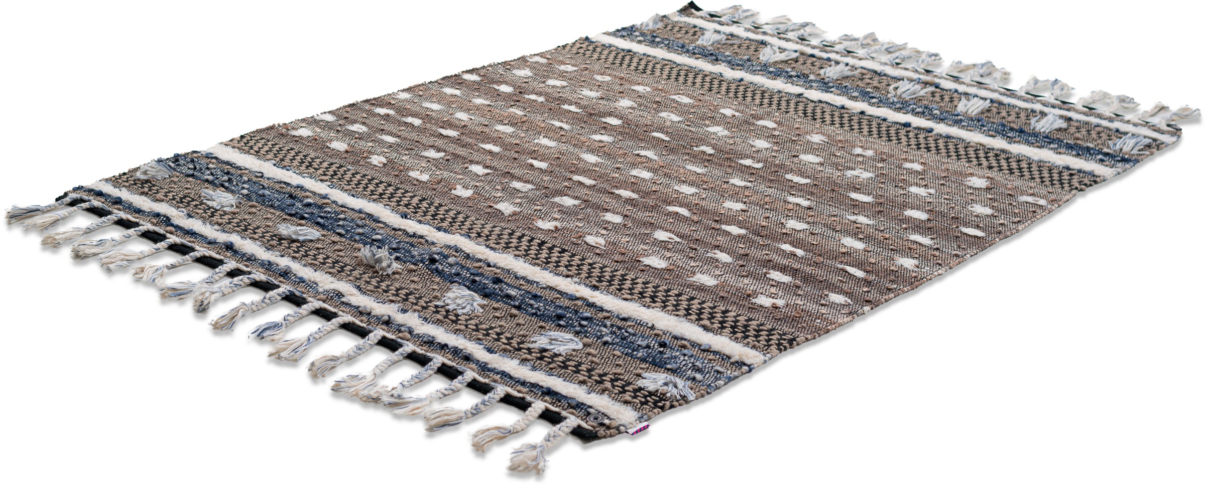 TOM TAILOR HOME Wollteppich »Vintage Funky Nature«, rechteckig, 5 mm Höhe, reine Wolle, handgewebt, mit Fransen