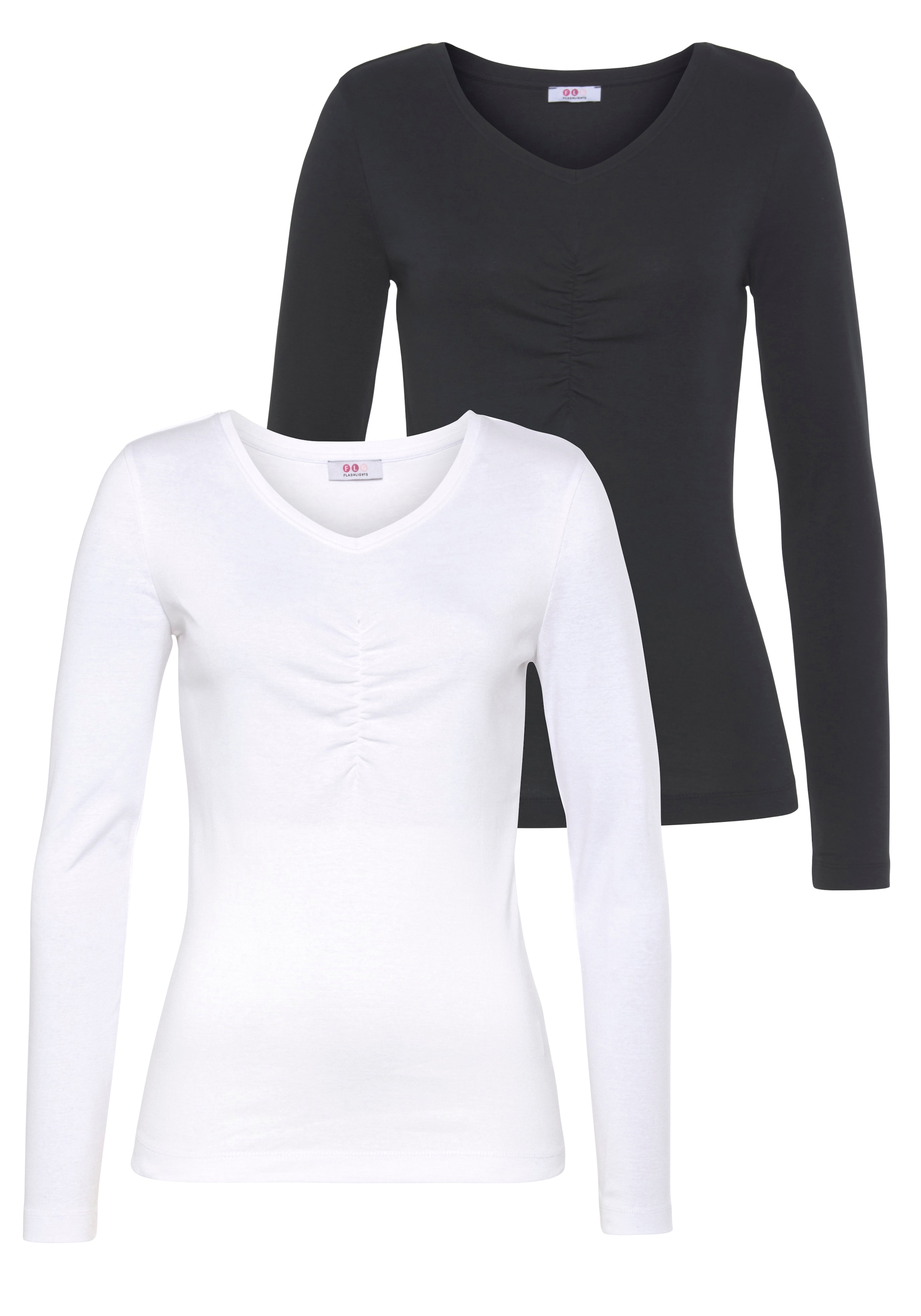 Flashlights Longsleeve, Langarm, sehr figurbetonter Schnitt, Feinrippstoff, Basic-Stil