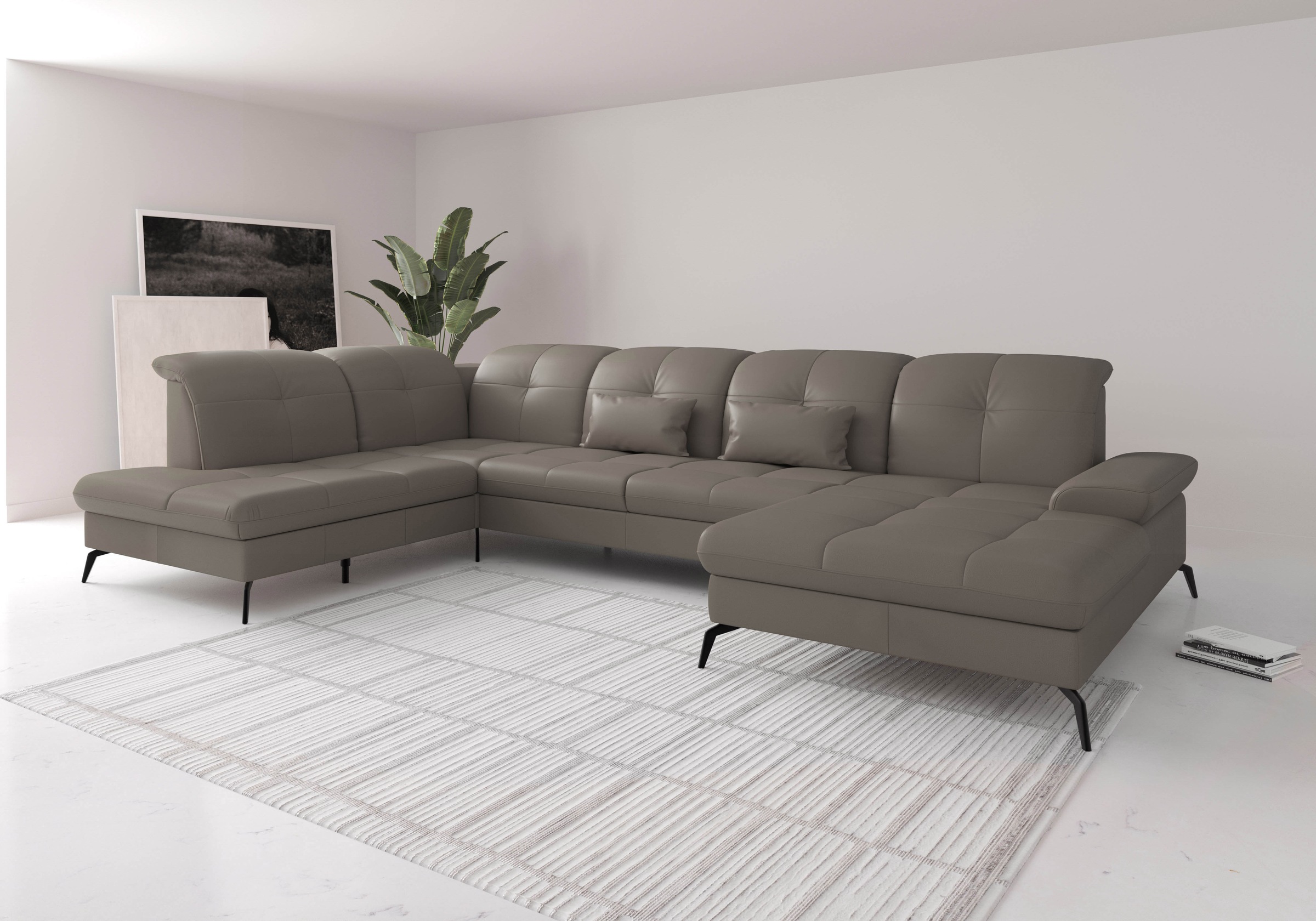 sit&more Wohnlandschaft "Amica, U-Form, inkl. Sitztiefenverstellung und Armteilverstellung" wahlweise mit Kopfteilverstellung, Schlaffunktion und Bettkasten
