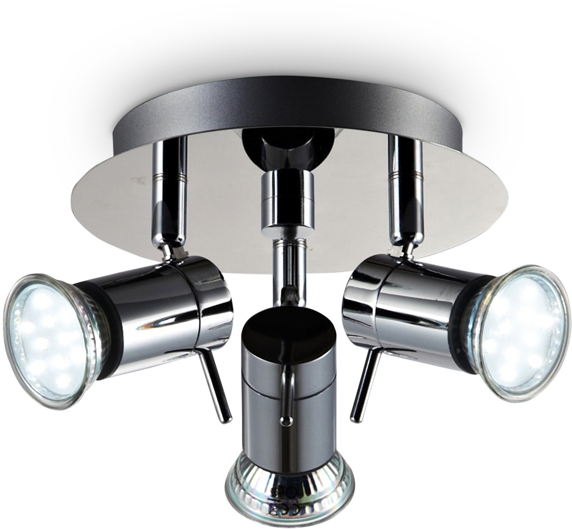 B.K.Licht LED Deckenleuchte, 3 flammig-flammig, LED, Deckenlampe, Badezimmer, Chrom, drehbar, IP44, inkl. 3W 250lm