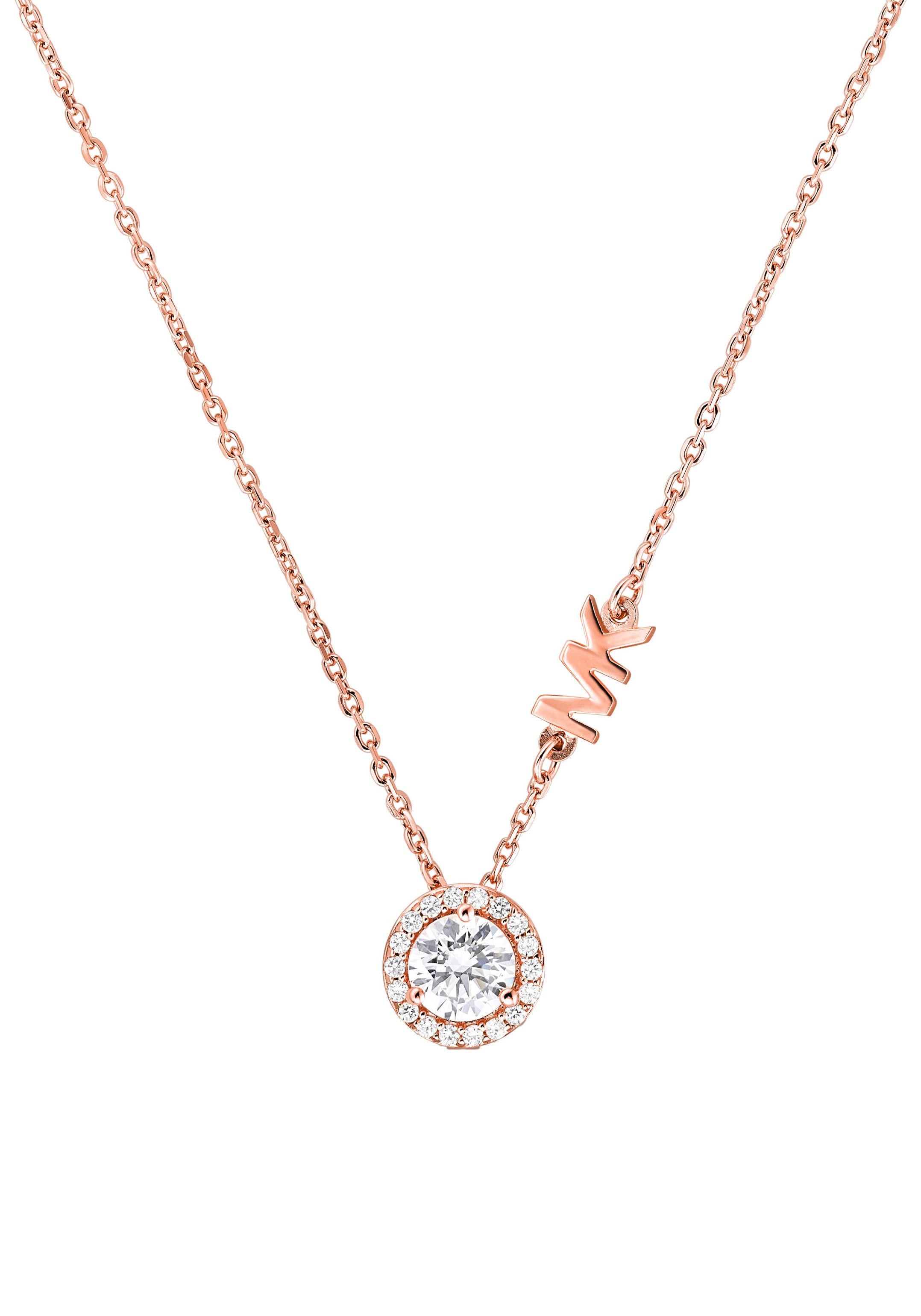 Kette mit Anhänger MICHAEL KORS "Schmuck Geschenk Silber 925 Halsschmuck PREMIUM", rosa (roségoldfarben, kristallweiß), Halsketten, Damen, Silber 925 (Sterlingsilber), L: 46, mit Zirkonia (synth.) 2