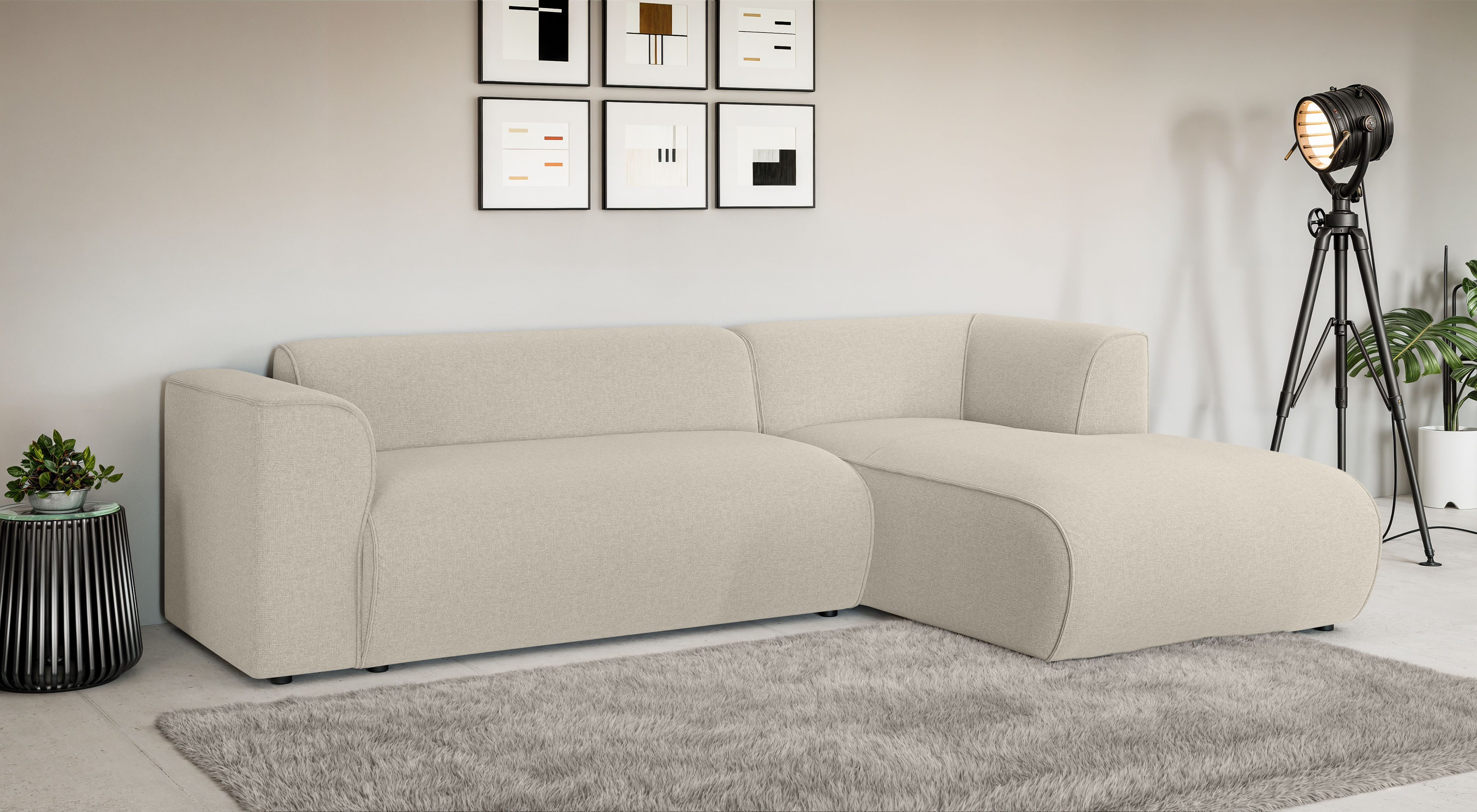 Home affaire Ecksofa "GENTON L-Form (257 cm), zeitlos & stilvolles Design," Aufwendig gepolstert, in Cord, Chenille und Struktur