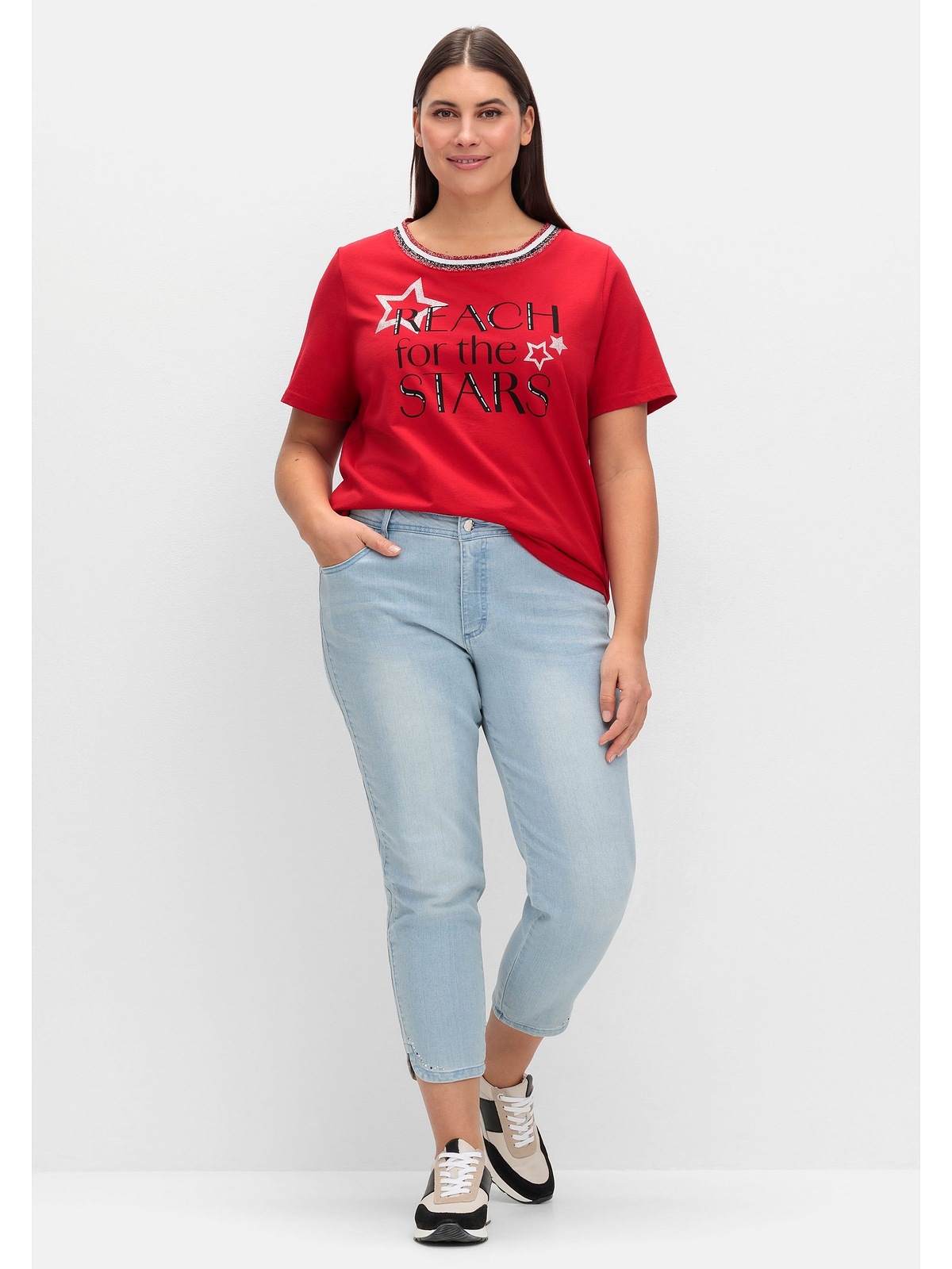 Sheego T-Shirt »Große Größen«, mit Frontdruck und Glitzerdetails