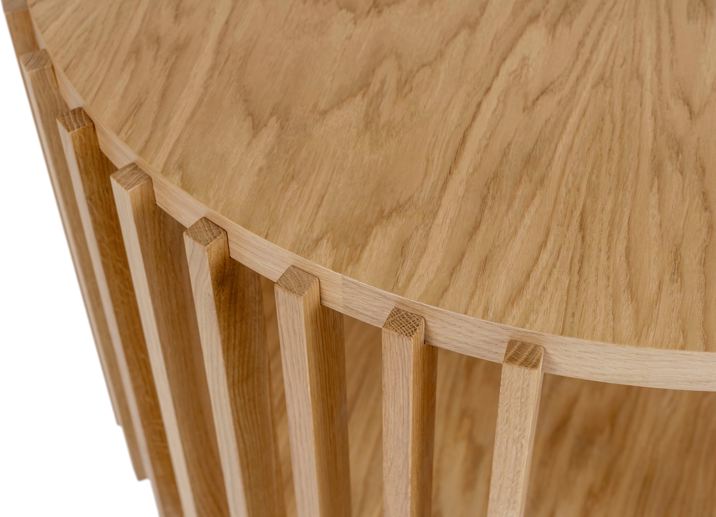 Woodman Couchtisch »Drum, Breite/Tiefe/Höhe: 83/83/42 cm«, Holzfurnier aus Eiche, Sproßen aus massiver Eiche