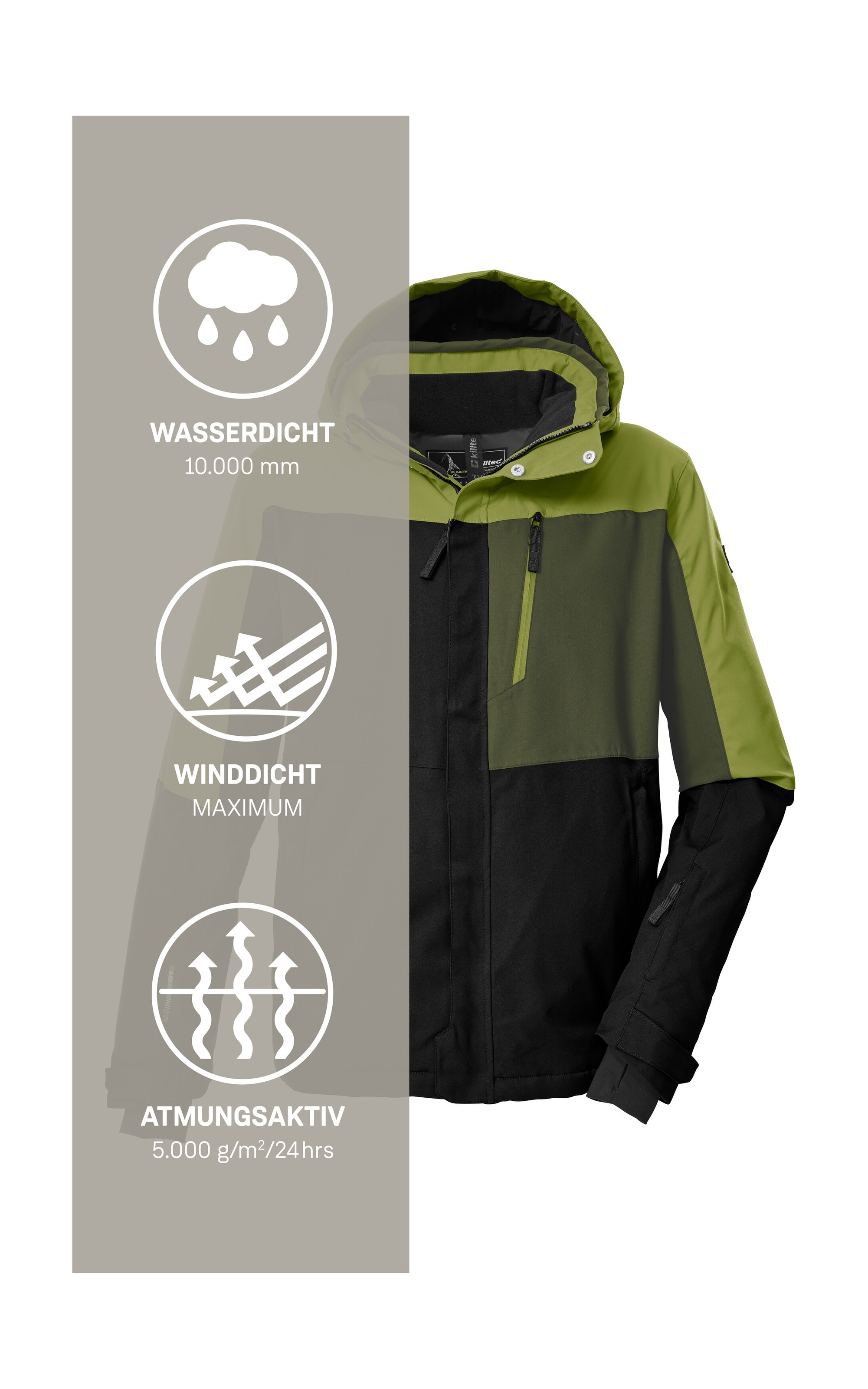 Killtec Skijacke »KSW 52 MN SKI JCKT«, Wasserdichte, atmungsaktive Herrenjacke mit Schneefang und Taschen