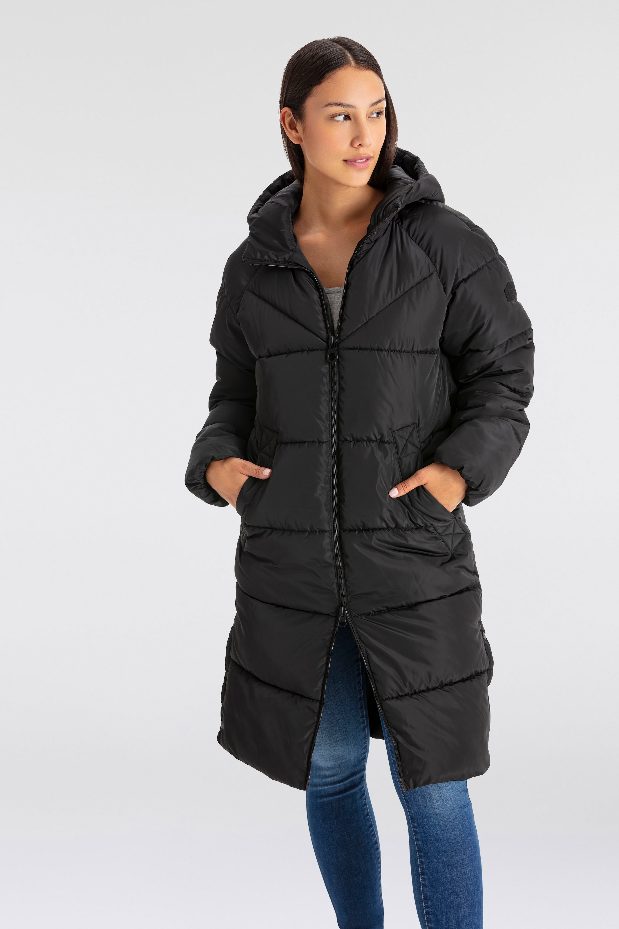 ONLY Steppmantel "ONLAMAND LONG PUFFER COAT CS OTW", mit Kapuze und praktischem 2-Wege Reißverschluss