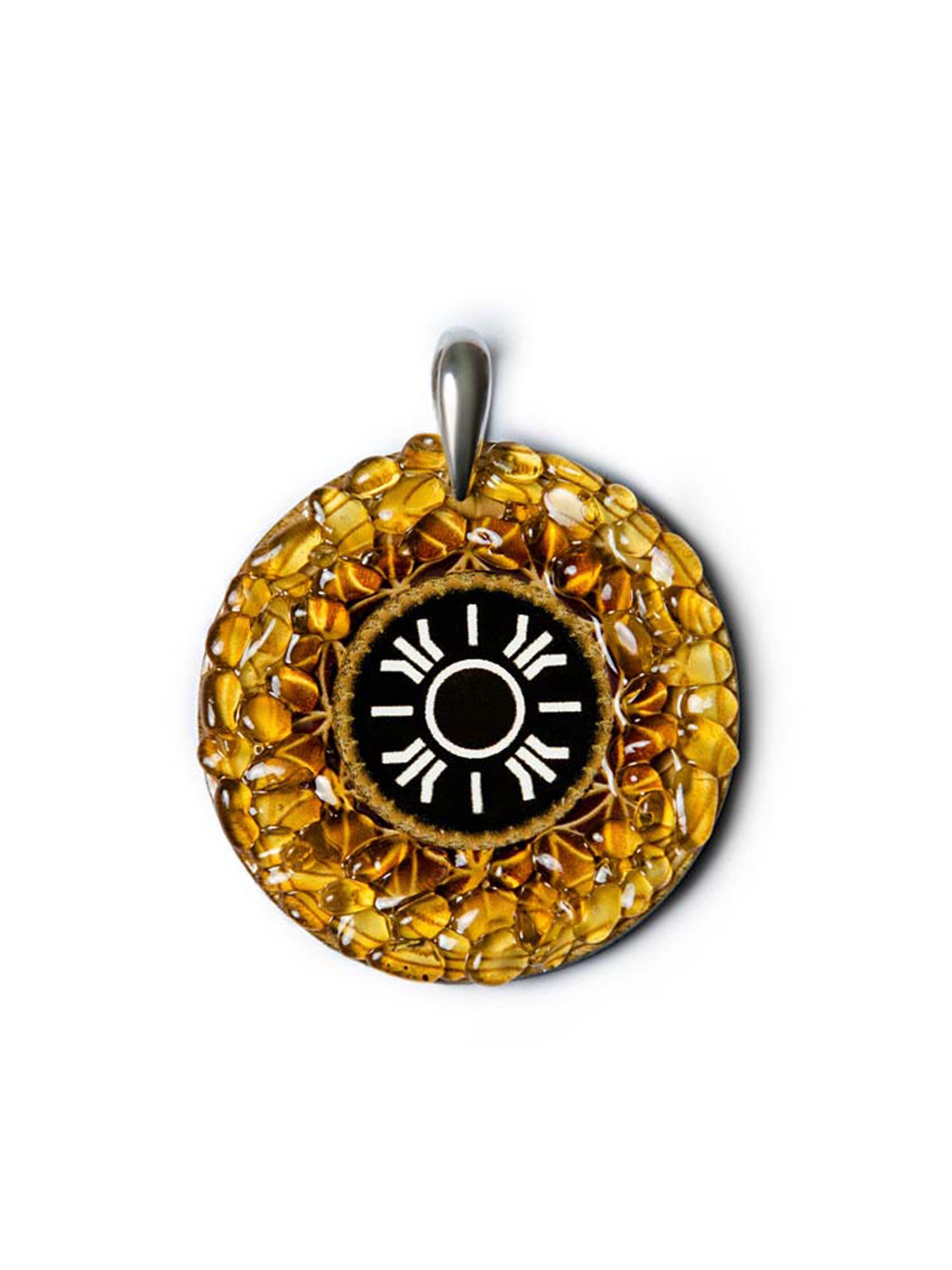 Adelia´s Amulett »Anhänger 925 Silber Bernstein Talisman«, Sonne - Licht Glück und Erfüllung