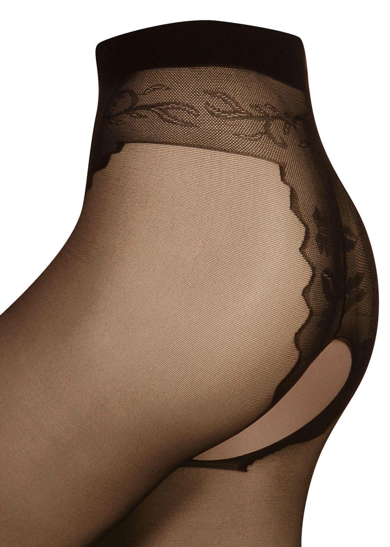 Die Strumpfmacher Ouvert Strumpfhose, 20 DEN, (2 St.), mit floralem Panty und Hochnaht