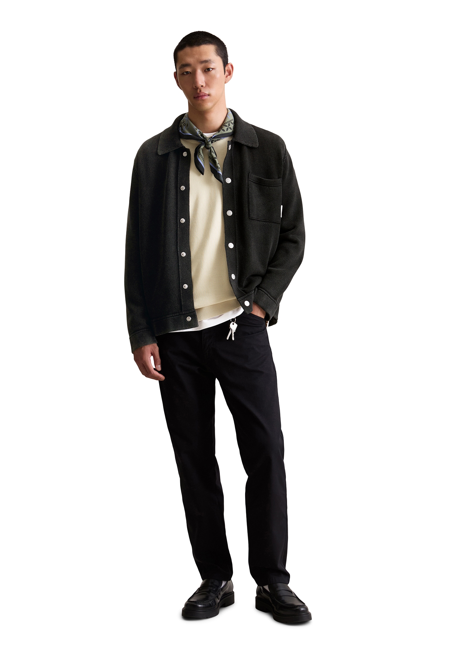 Marc O'Polo DENIM Strickjacke, Polokragen, relaxed fit, Druckknöpfe
