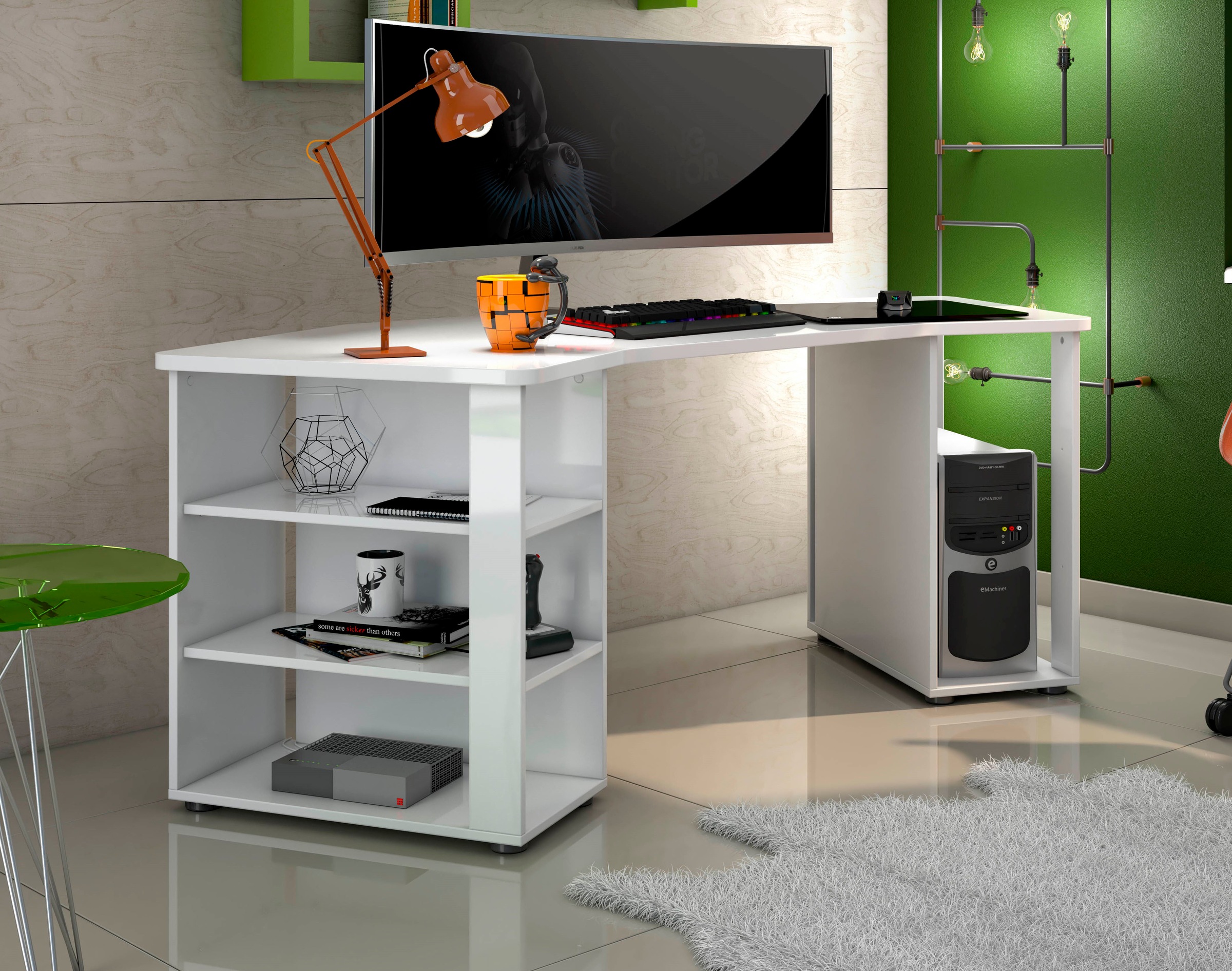 Home affaire Gamingtisch "Pippo" Design Gamingtisch in Hochglanz günstig online kaufen