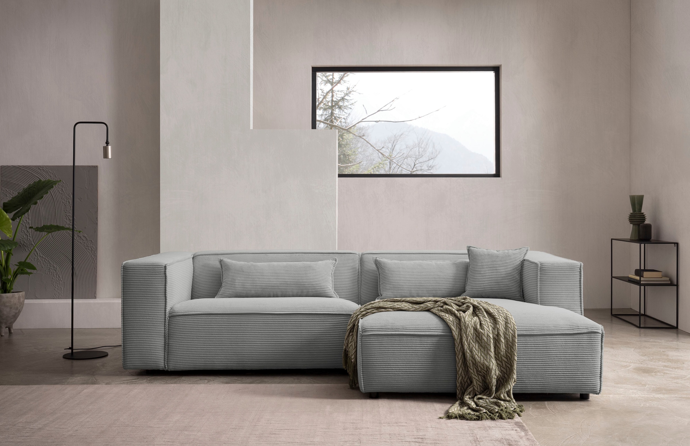 LeGer Home by Lena Gercke Ecksofa "PIARA mit Kedernaht, Cord, Leinenoptik o günstig online kaufen