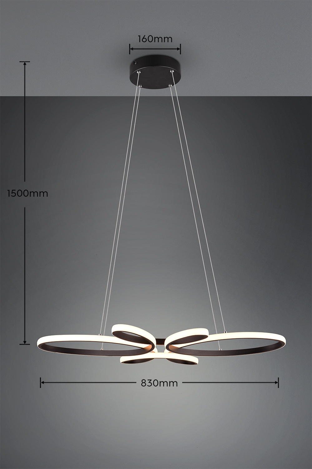 TRIO Leuchten LED Pendelleuchte »FLY, Hängelampe LED 32W 3900 Lumen warmweiß 3000K 3-Stufen dimmbar«, 1 flammig, Leuchtmittel LED-Board | LED fest integriert, höhenverstellbar: max 150cm, Maße 83x45 cm, Hängeleuchte Küche Wohnen