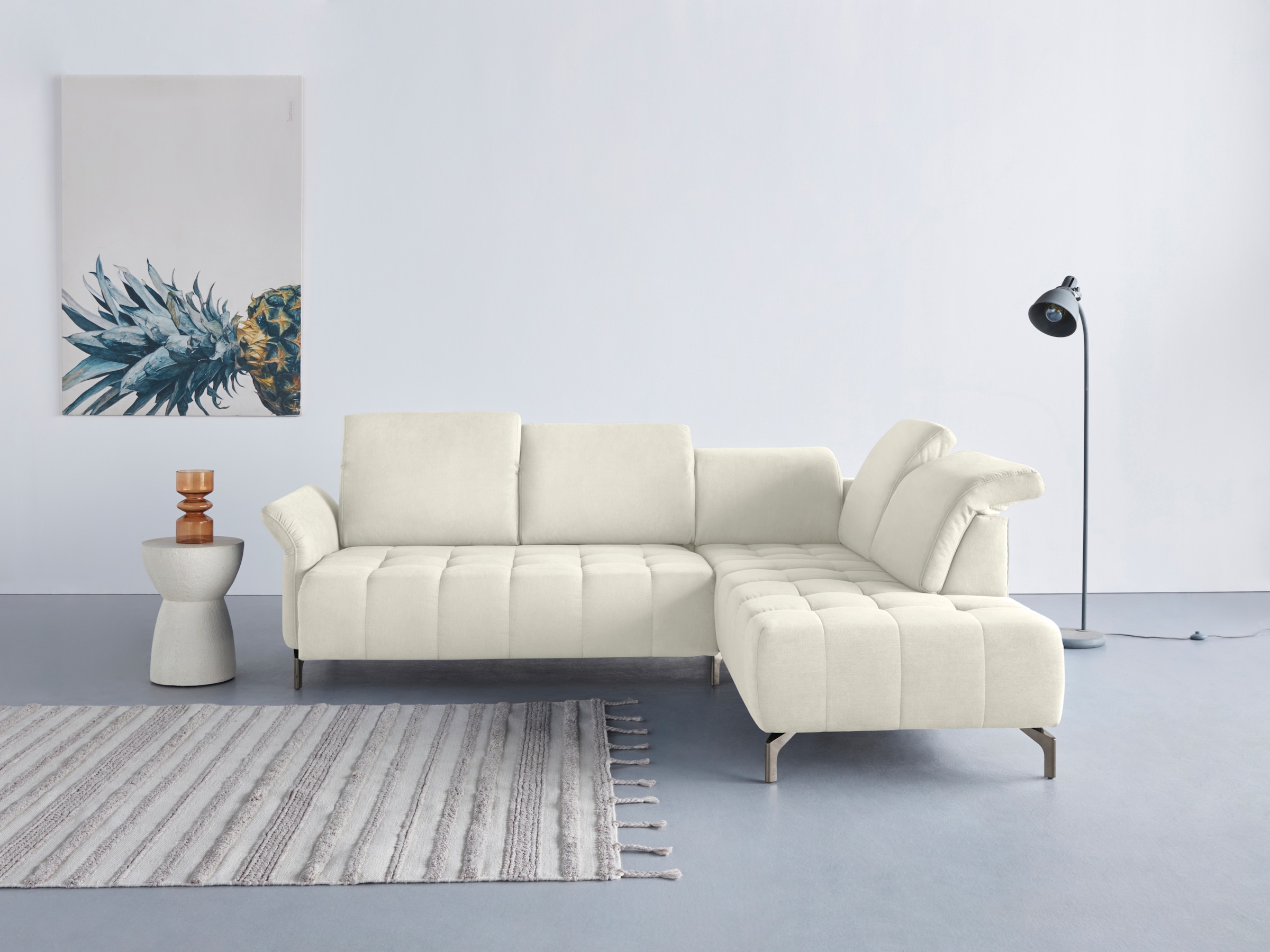 OTTO home Ecksofa "Fresh L-Form" Federkern, wahlweise Kopfteilverstellung und motorischer Vorziehsitz