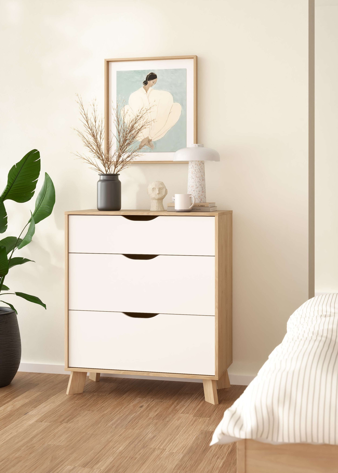 andas Kommode »Ikast, Schubladenschrank, Aufbewahrung, Stauraum«, 3 Schubladen, Eingriffsmulden, Breite 79 cm
