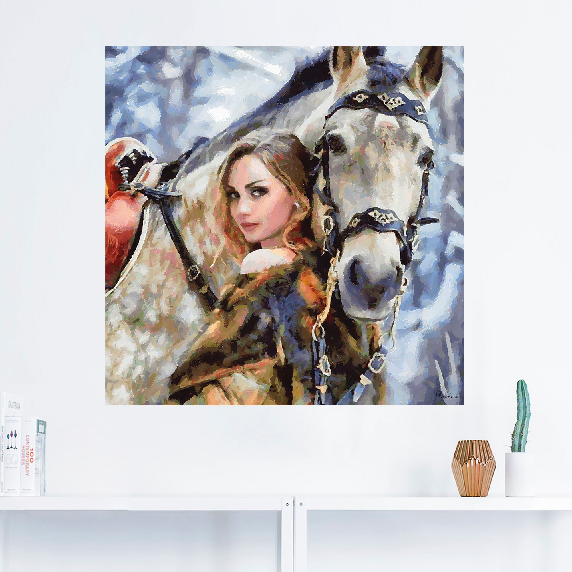 Artland Wandbild »Mädchen mit weißem Pferd«, Portrait, (1 St.), als Leinwandbild, Poster, Wandaufkleber in verschied. Größen