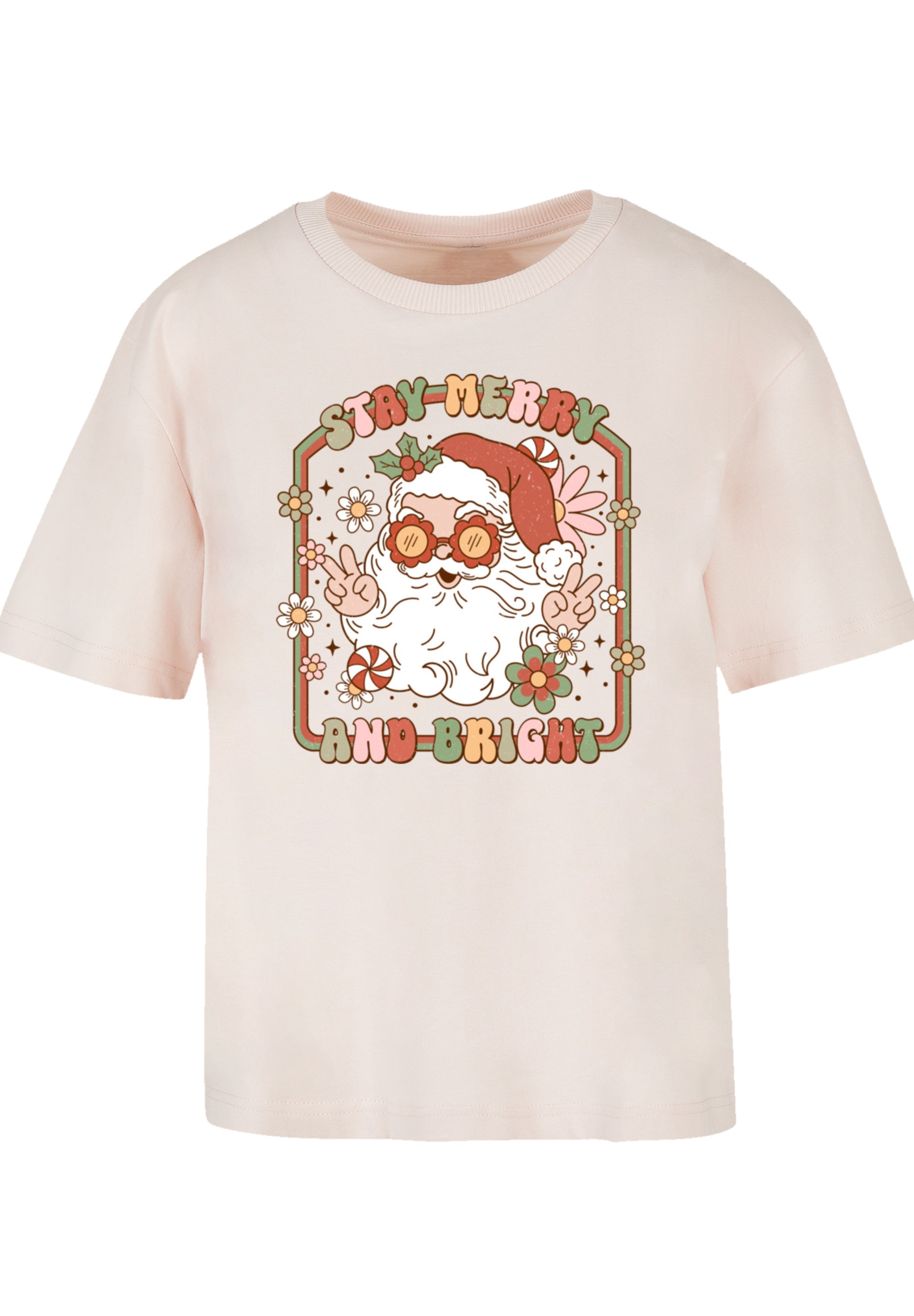 F4NT4STIC T-Shirt »Stay Merry And Bright Hippie Santa«, Premium Qualität, Weihnachts-Kollection