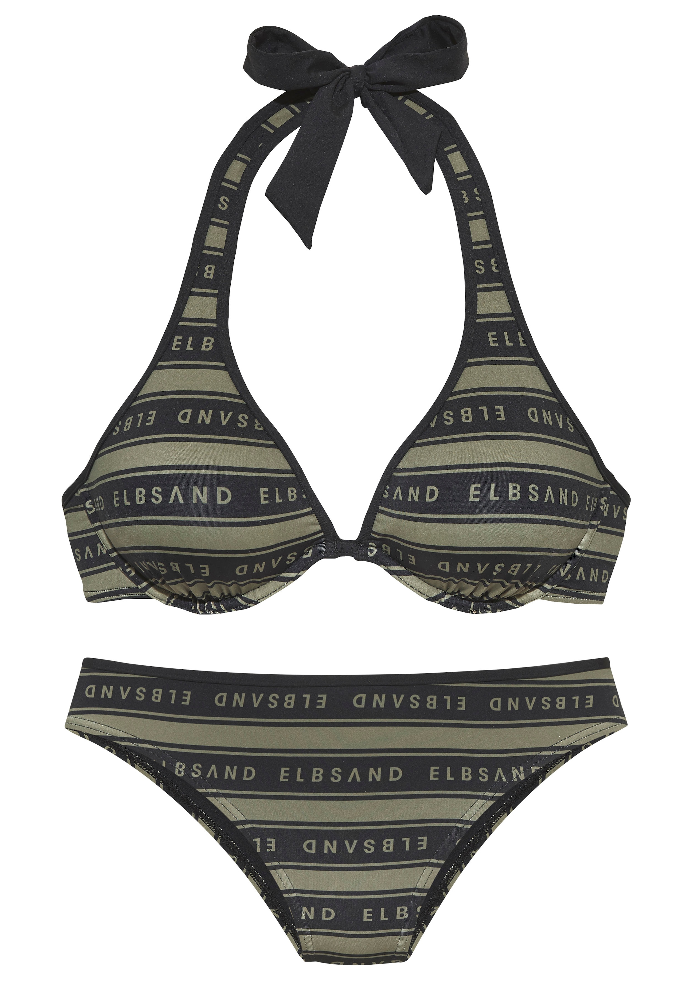 Elbsand Bügel-Bikini »Zone«, (Set), mit kontrastfarbenen Streifen und Schriftzügen