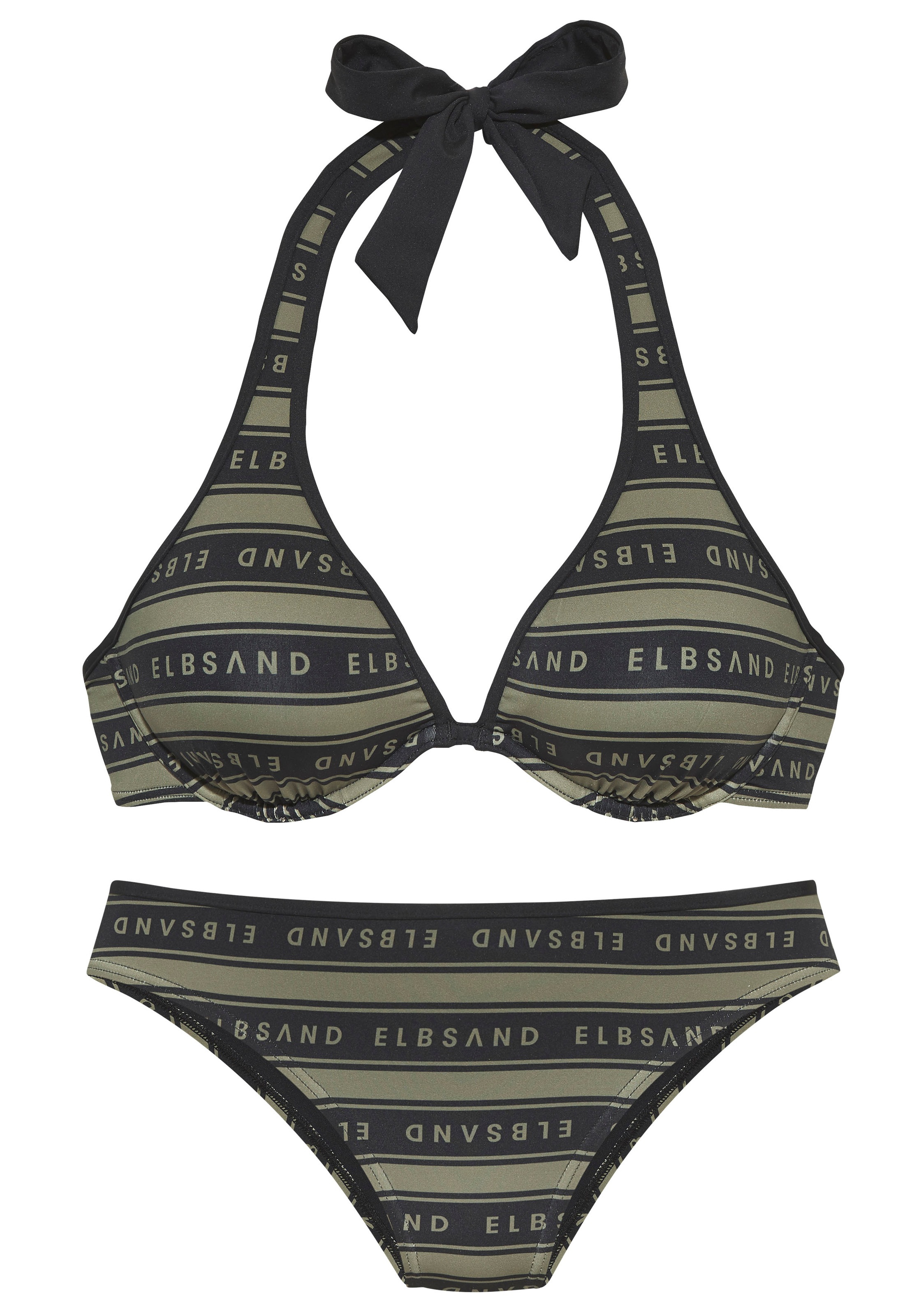 Elbsand Bügel-Bikini "Zone", (Set), mit kontrastfarbenen Streifen und Schri günstig online kaufen