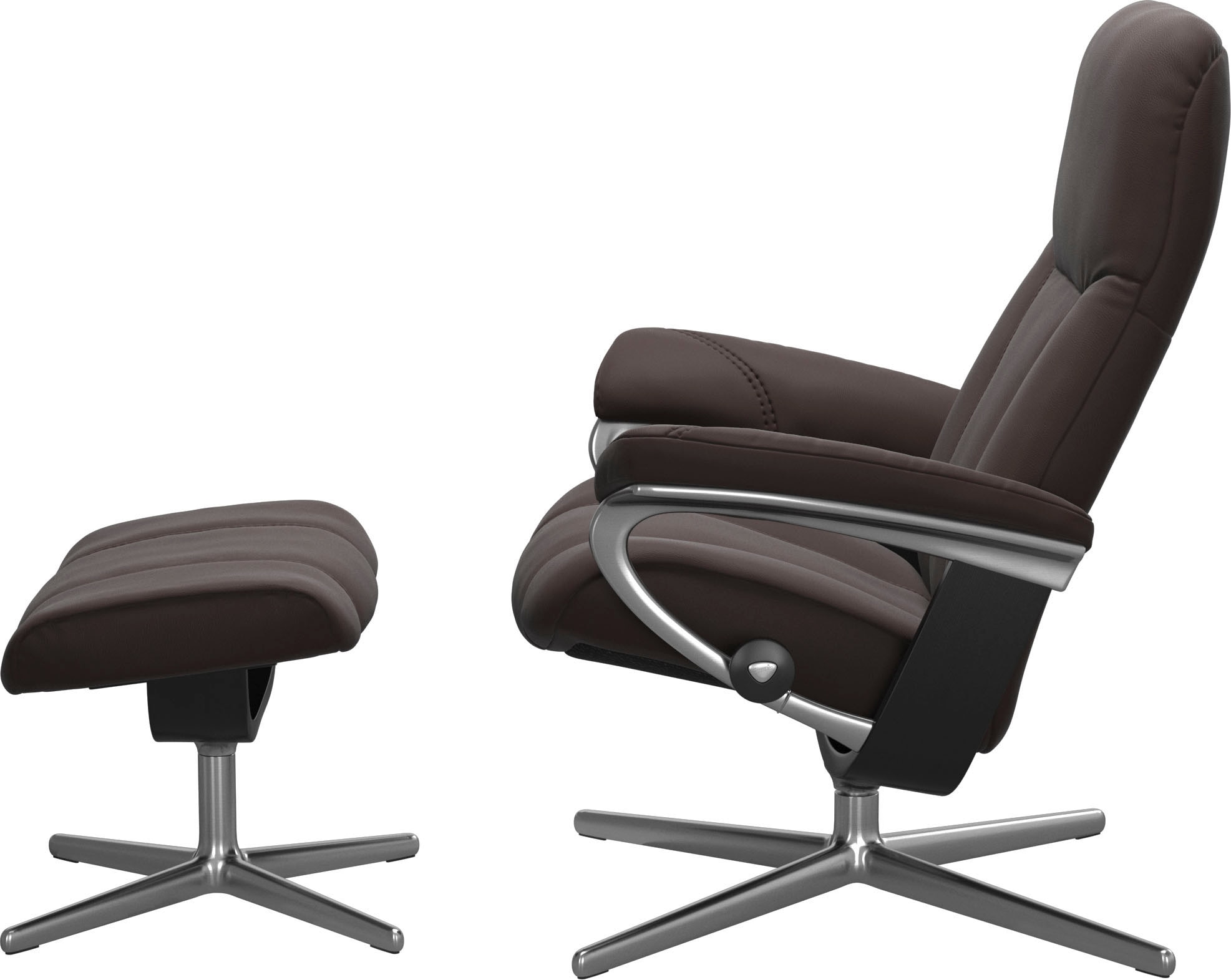 Stressless® Relaxsessel »Consul«, (Set, Relaxsessel mit Hocker), mit Hocker, mit Cross Base, Größe S, M & L, Holzakzent Schwarz