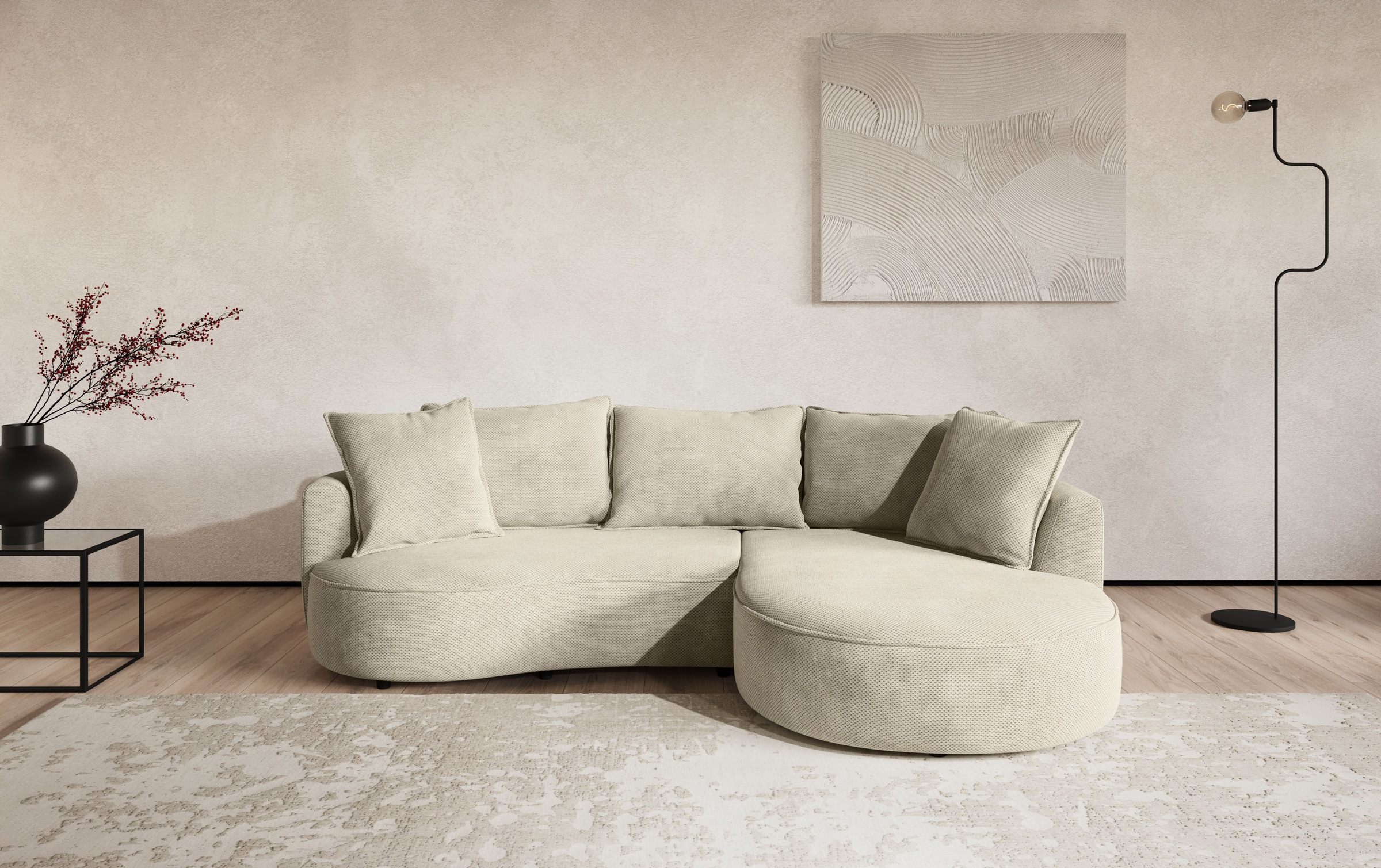 OTTO home Ecksofa "Sana L-Form, B: 260 cm, organische Form, Otto.Verlässliche Qualität" Loungesofa mit Wellenunterfederung