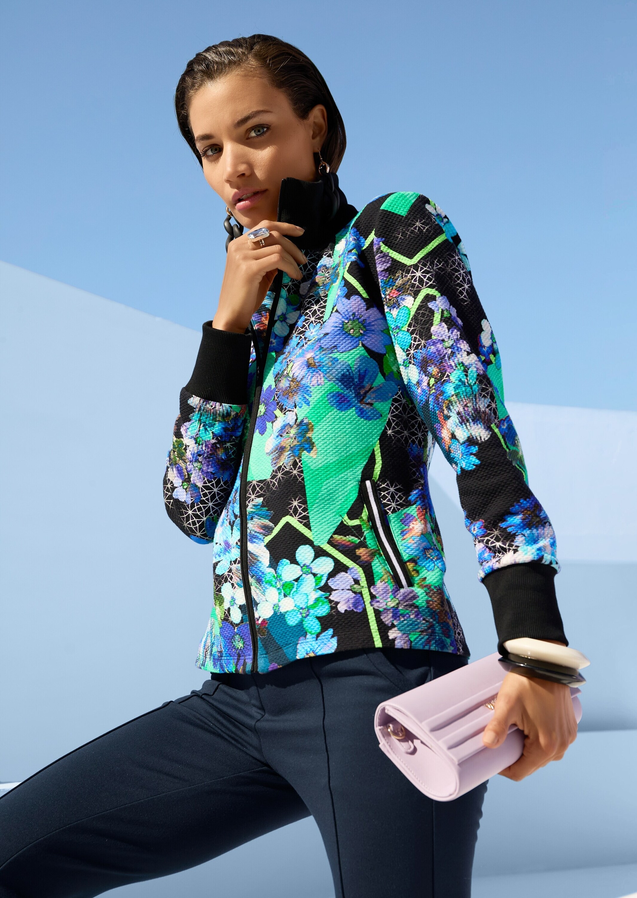 MADELEINE Kurzjacke »Blouson Florale Stretchjacke mit Reißverschluss«