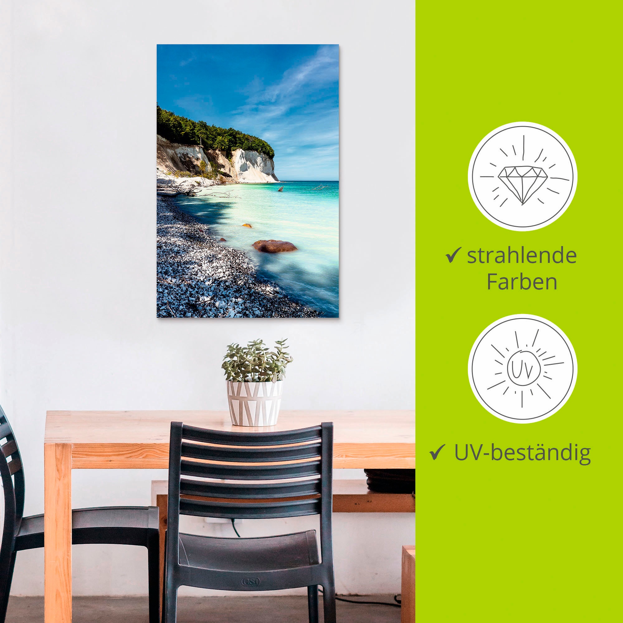 Artland Wandbild »Kreidefelsen auf der Insel Rügen III« Küste 1 Stk. tlg. für Innen- und Außenbereich geeignet, Outdoorbild
