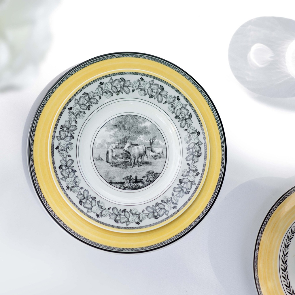 Villeroy & Boch Frühstücksteller »Frühstücksteller Audun Ferme ø 21,6 cm 6er Set weiß-grau-gelb«