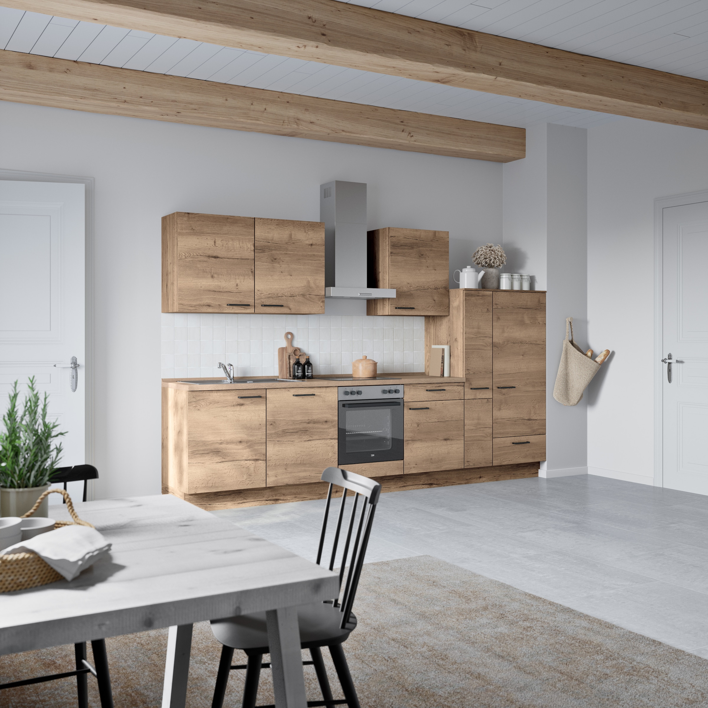 nobilia® Küchenzeile »"Structura I"«, vormontiert, Ausrichtung wählbar, Breite 330 cm, wahlw. mit E-Geräten