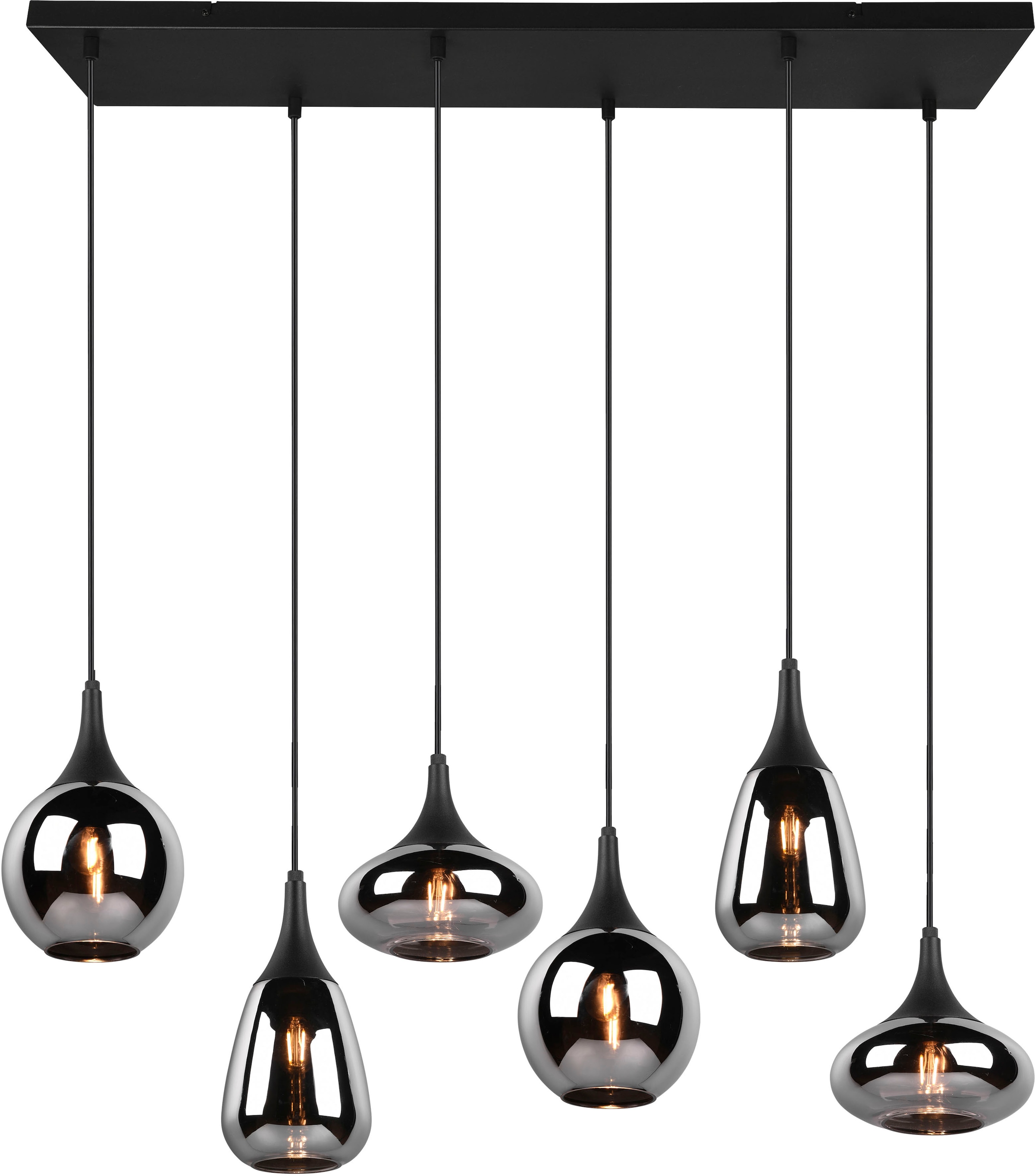 TRIO Leuchten Pendelleuchte »Lumina«, 6 flammig-flammig, Hängelampe 6-flammig Glasschirm, exkl 3xE14 max 40W höhenverstellbar