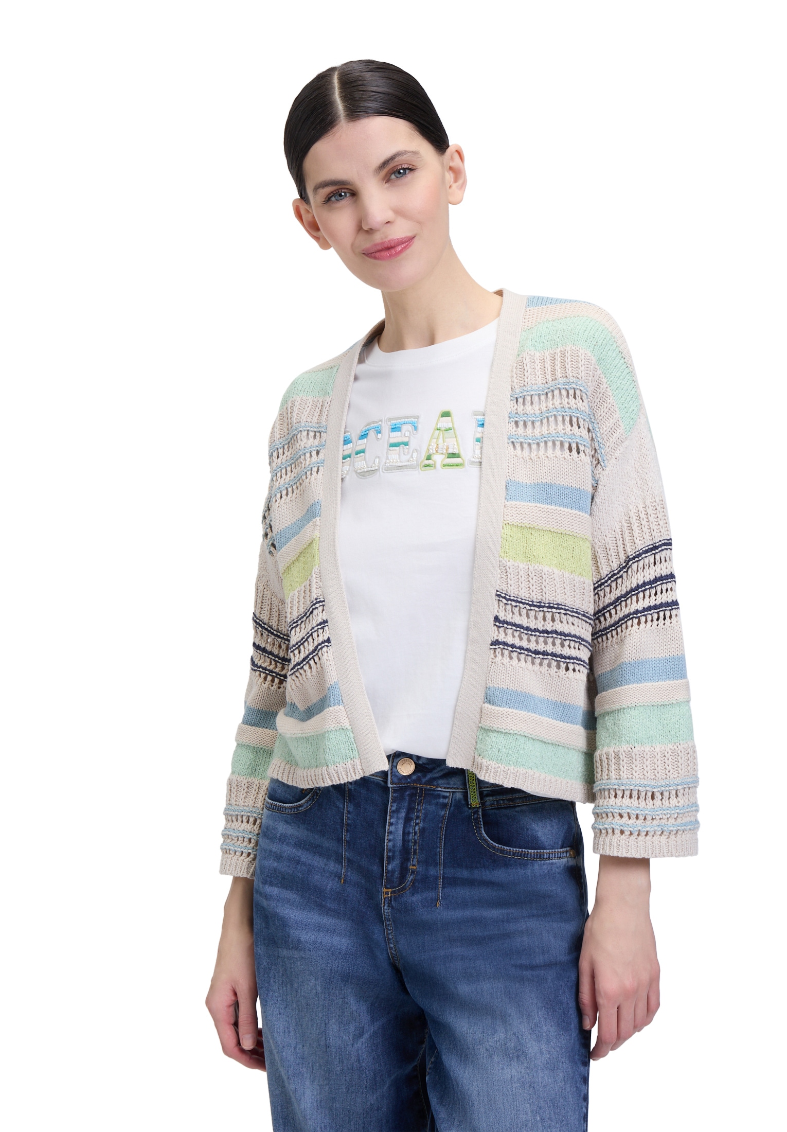 Cartoon Strickjacke "Damen Strick-Cardigan mit Color Blocking", 1 Stk. Stru günstig online kaufen