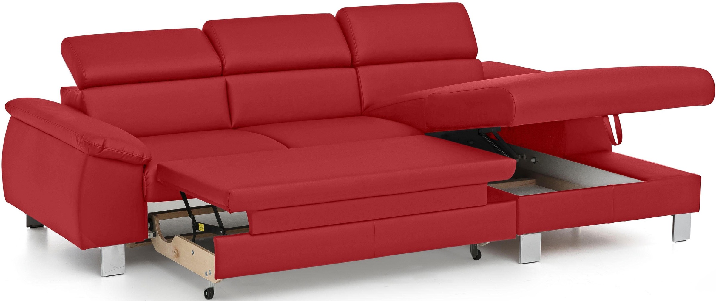 COTTA Ecksofa Komaris, Ecksofa, wahlweise mit RGB-LED-Beleuchtung und Bettfunktion/Bettkasten