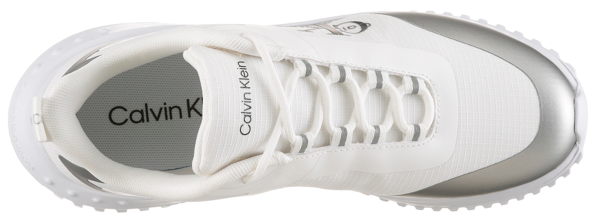 Calvin Klein Jeans Plateausneaker »EVA RUNNER LOW LACE MIX ML WN«  Schnürschuh, Halbschuh, Freizeitsneaker mit seitlichem Logoschriftzug