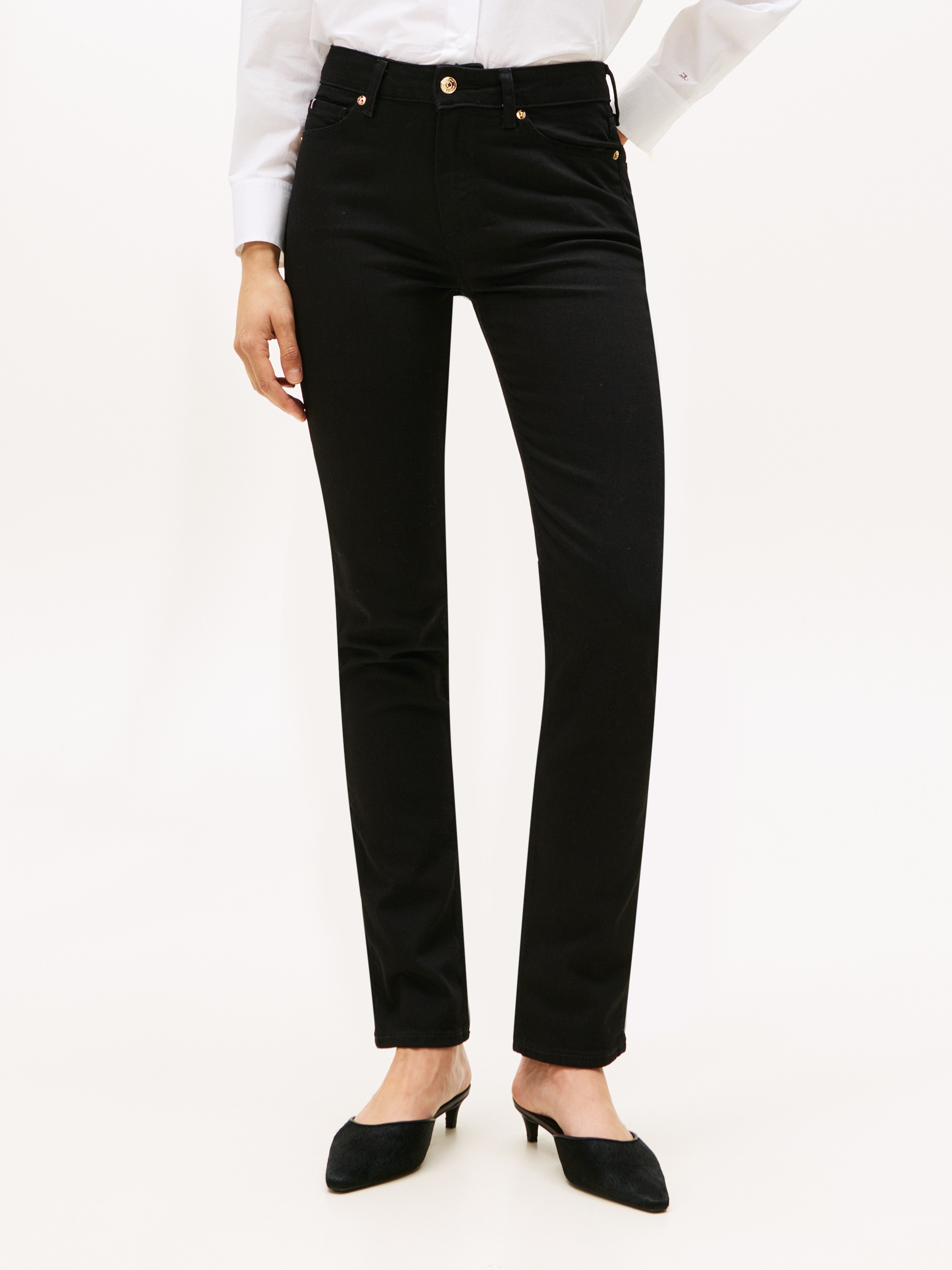TOMMY HILFIGER Damen Slim-fit-Jeans "DNM BLACK SLIM RW"schwarz, Gr. 34, Denim/Jeans, Obermaterial: 98% Baumwolle, 2% Elasthan, Jeans