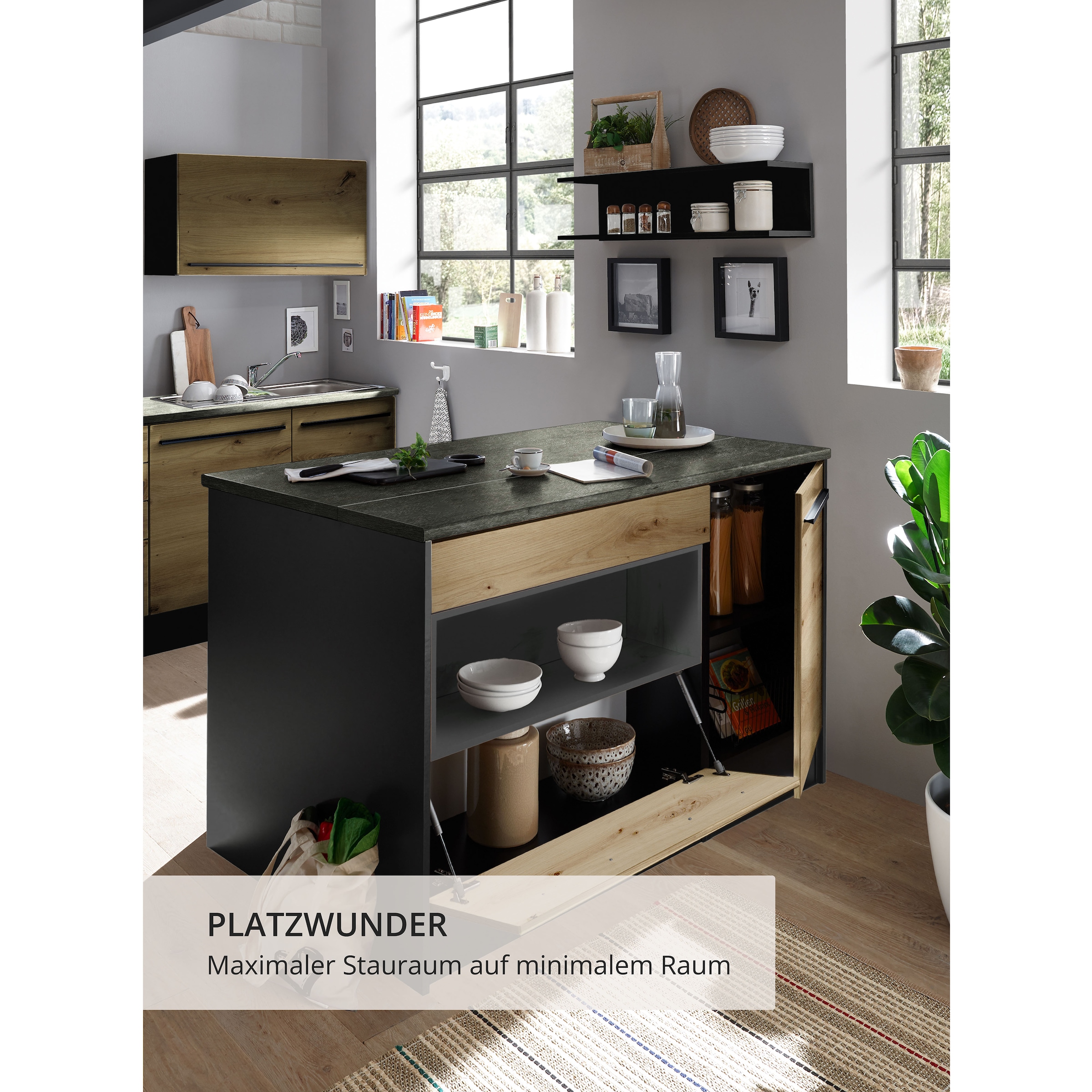 BASIC by Balculina Kücheninsel »Jazz Kücheninsel« Breite 145 cm, Türen und Schubkästen