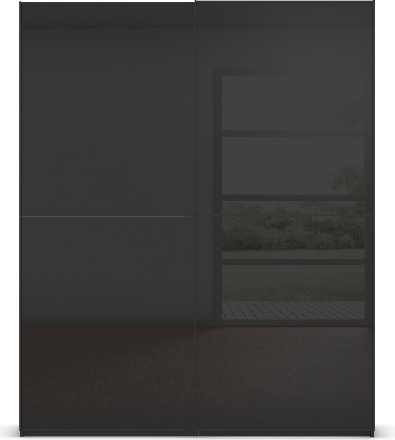 rauch Schwebetürenschrank »Kleiderschrank Schrank Garderobe Schlafzimmerschrank SCALE-DUO«, edle zweigeteilte Türen Glas-Front mit 3 Zierleisten MADE IN GERMANY