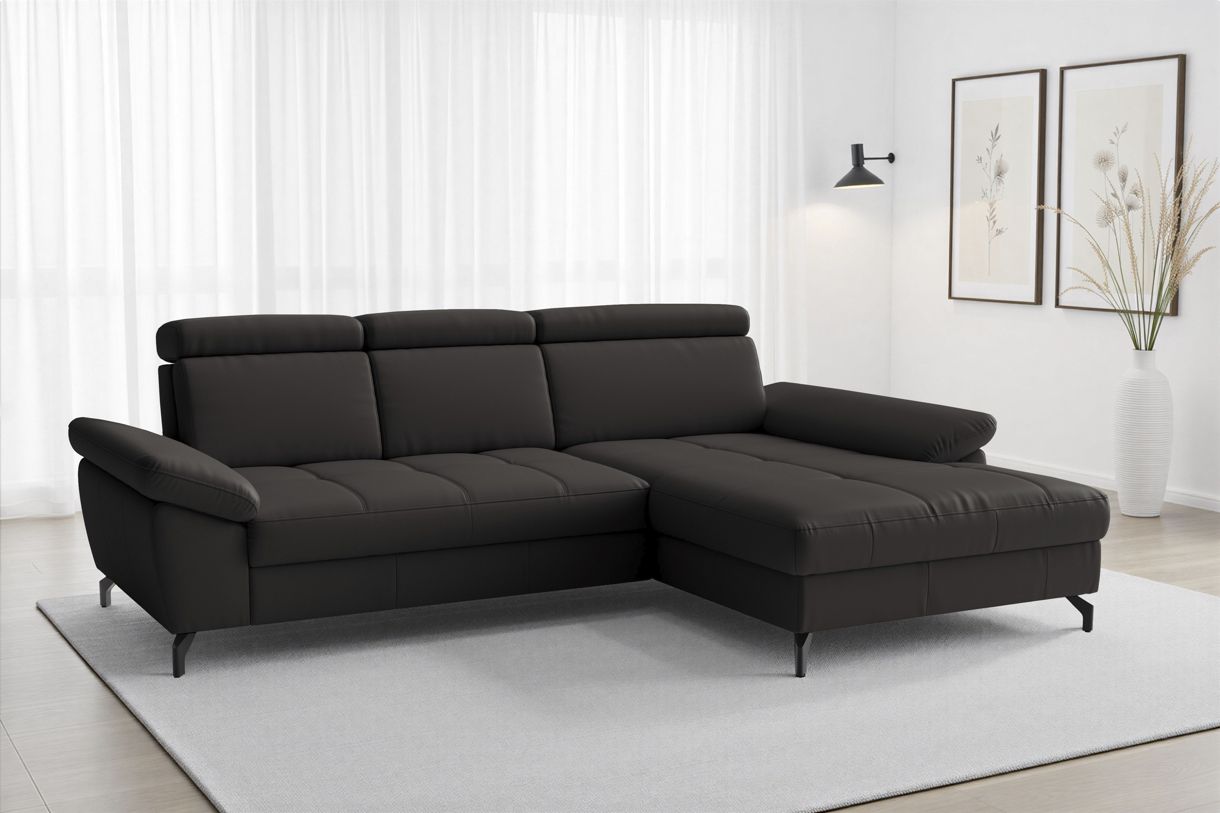 sit&more "Vanity L-Form, Leder, B: 264 cm, mit Sitz-, Kopf u. Armteilverstellung" Couch optional mit Schlaffunktion & Bettkasten, in Leder