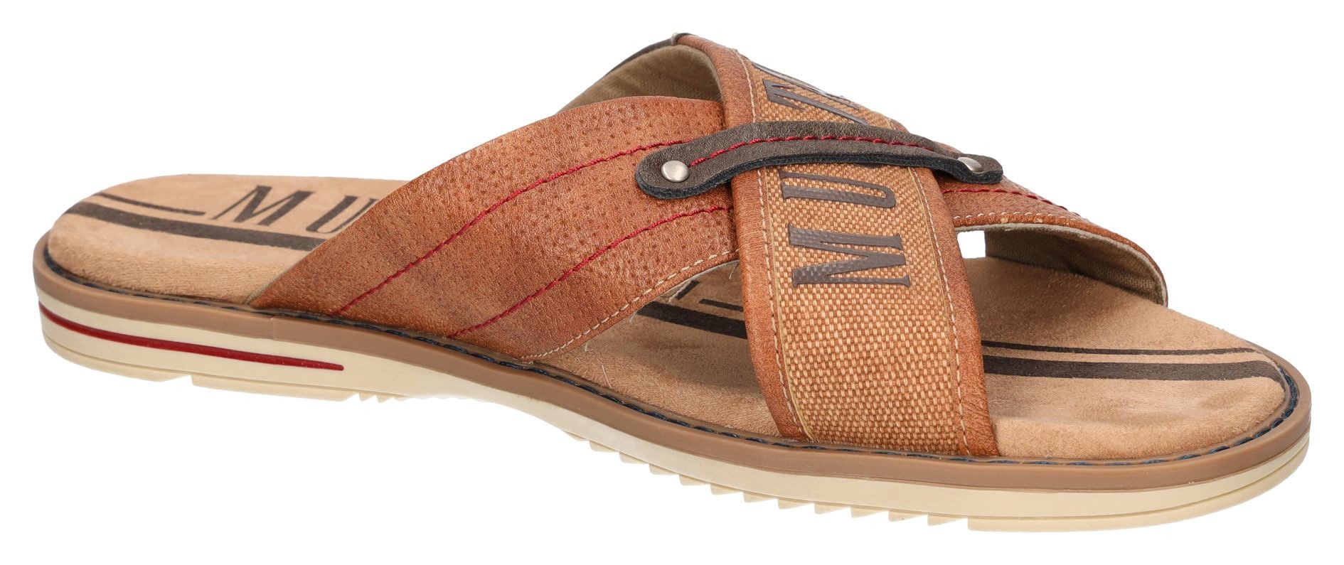 Mustang Shoes Pantolette, Sommerschuh, Schlappen, Poolslides, mit auffälligem Logoschriftzug