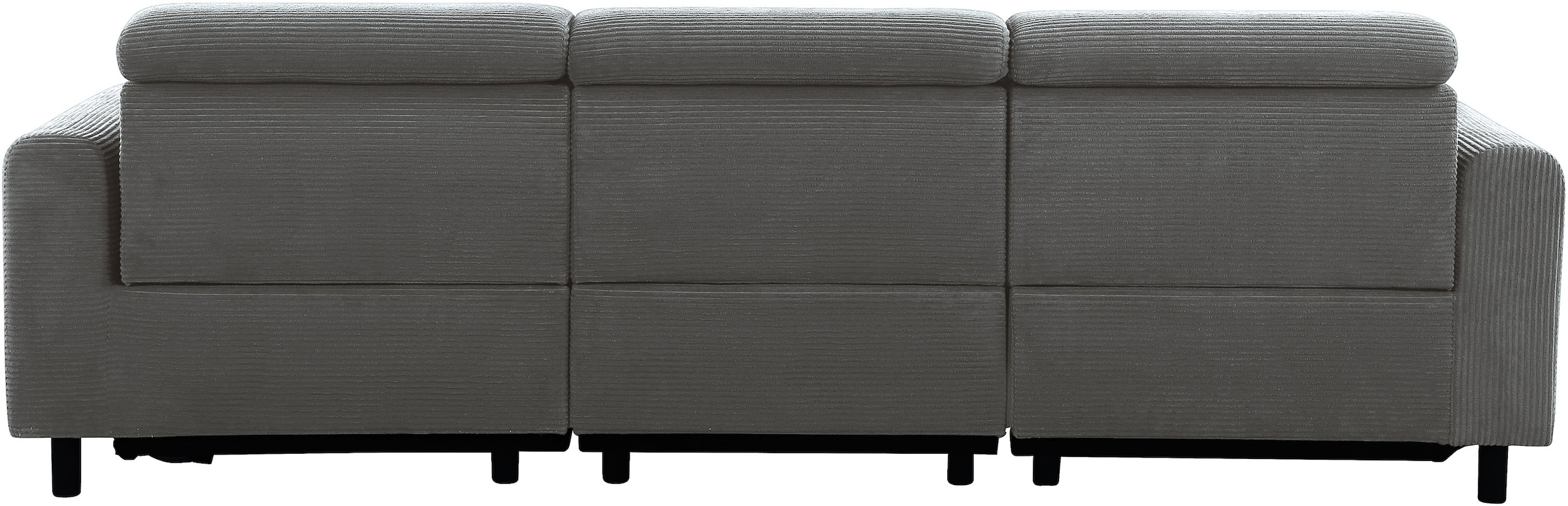 OTTO home Ecksofa »SKAANE in Cord, L-Form, 274 cm, manuelle u. elektrische Relaxfunktion,« rundes Design, Kopfteilverstellung, Federkernpolsterung