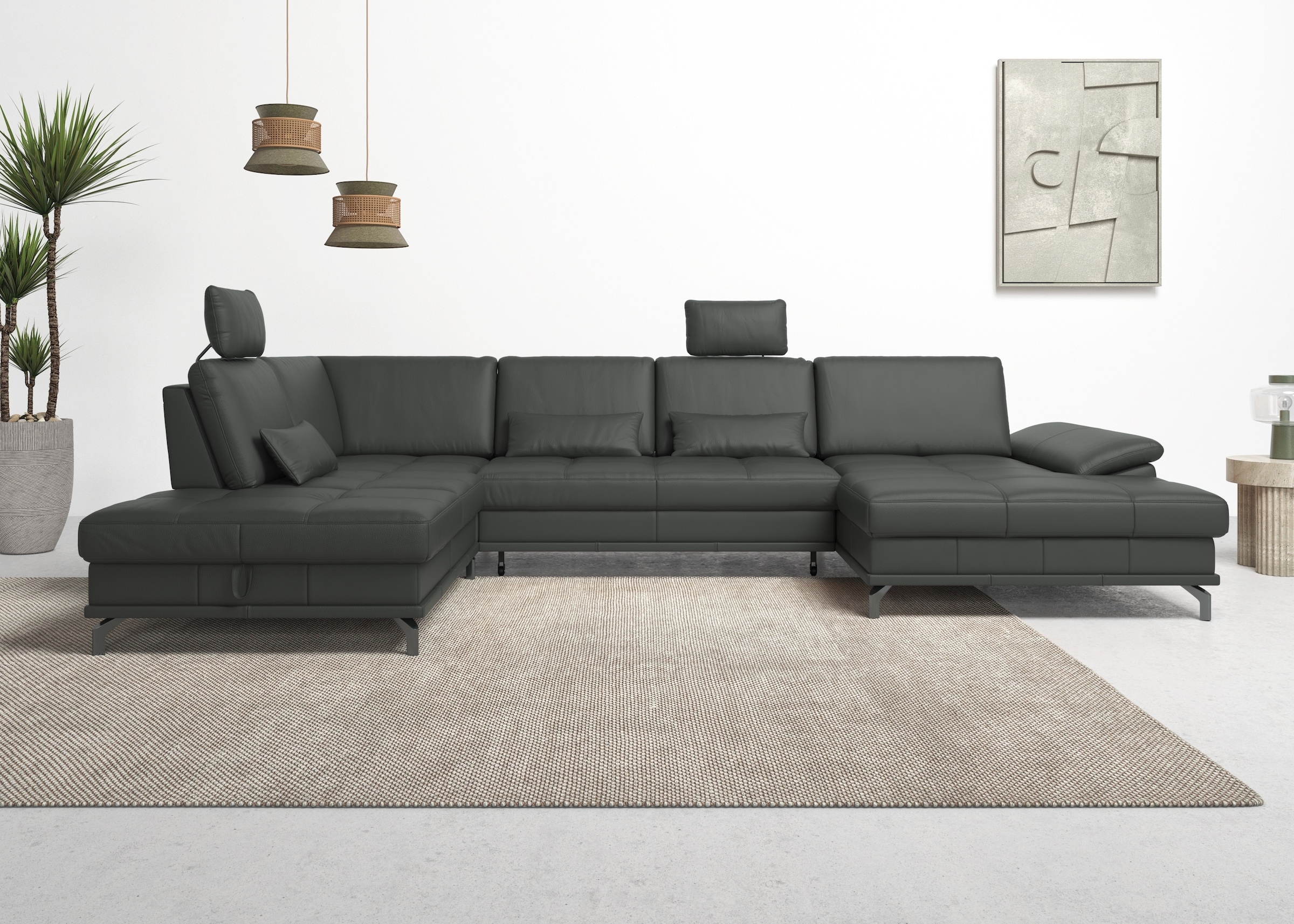 Wohnlandschaft OTTO HOME, B:363cm H:89cm T:223cm, grau, Luxus-Microfaser (90% Polyester, 10% Polyamid);Samtoptik (100% Polyester), Sofas, "Costello