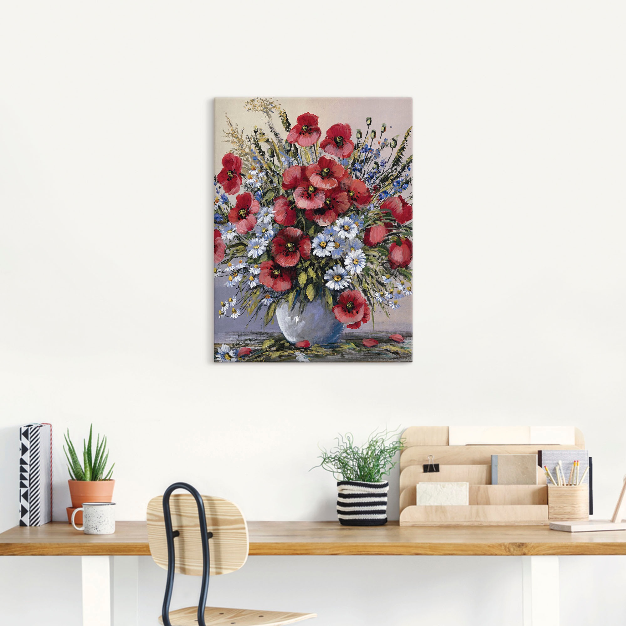 Artland Wandbild "Rote Mohnblumen" Blumen 1 Stk. tlg. als Leinwandbild, Pos günstig online kaufen