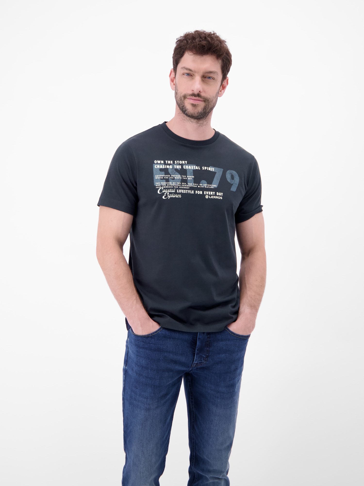 LERROS T-Shirt "T-Shirt aus Baumwolle mit Brustprint" günstig online kaufen