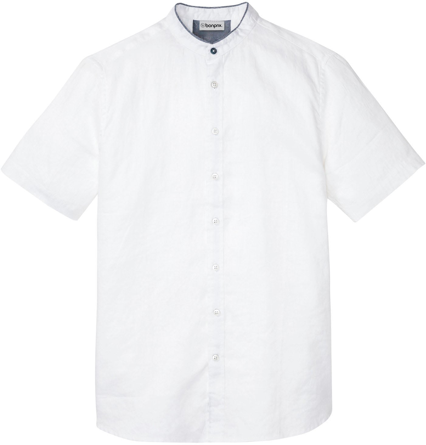 bonprix Kurzarmhemd »Kurzarmhemd aus reinem Leinen« Regular fit, aus Leinen und Baumwolle, unifarben, mit Stehkragen